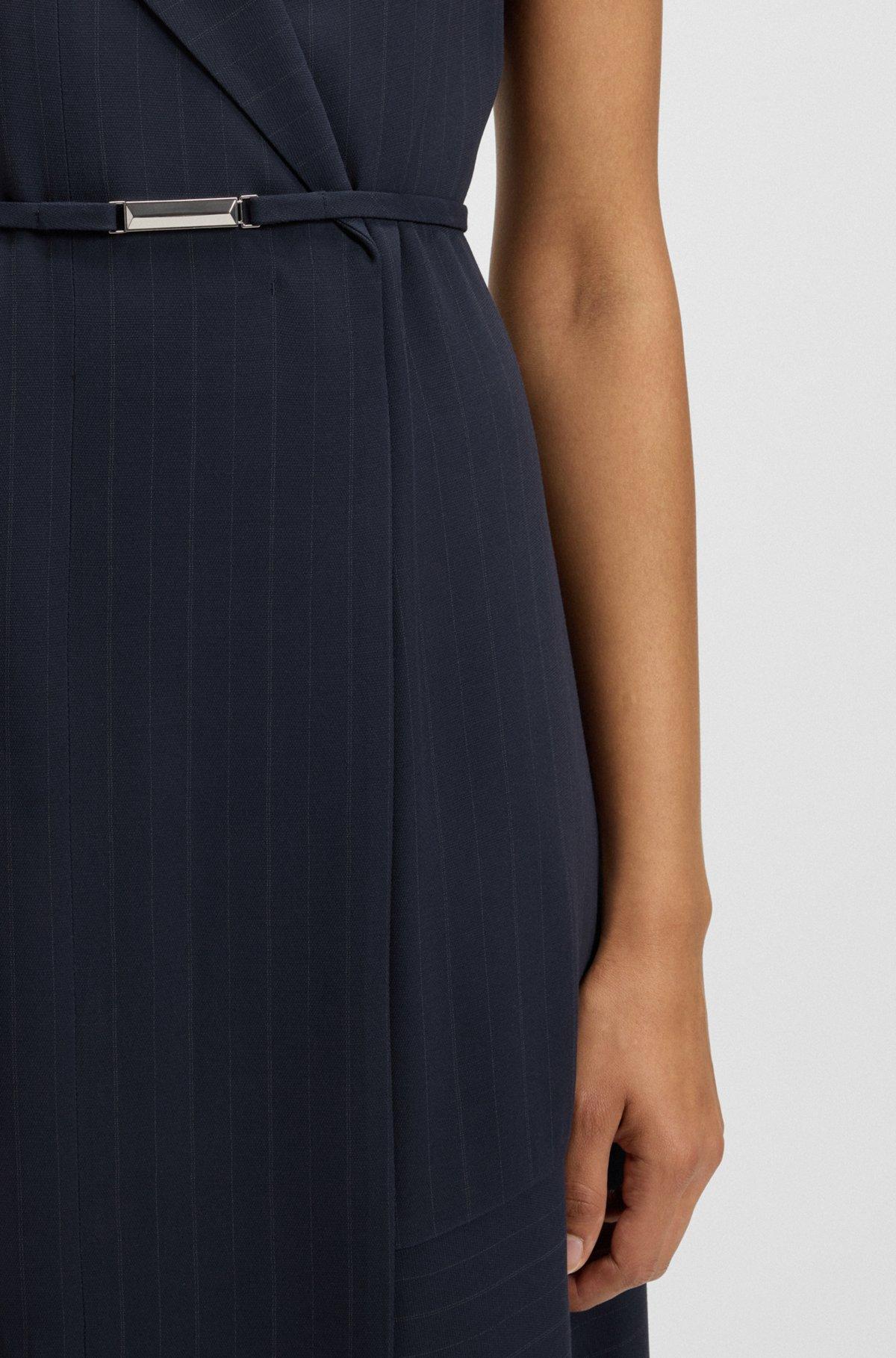 Pinstripe dress with buttoned wrap front Product Image