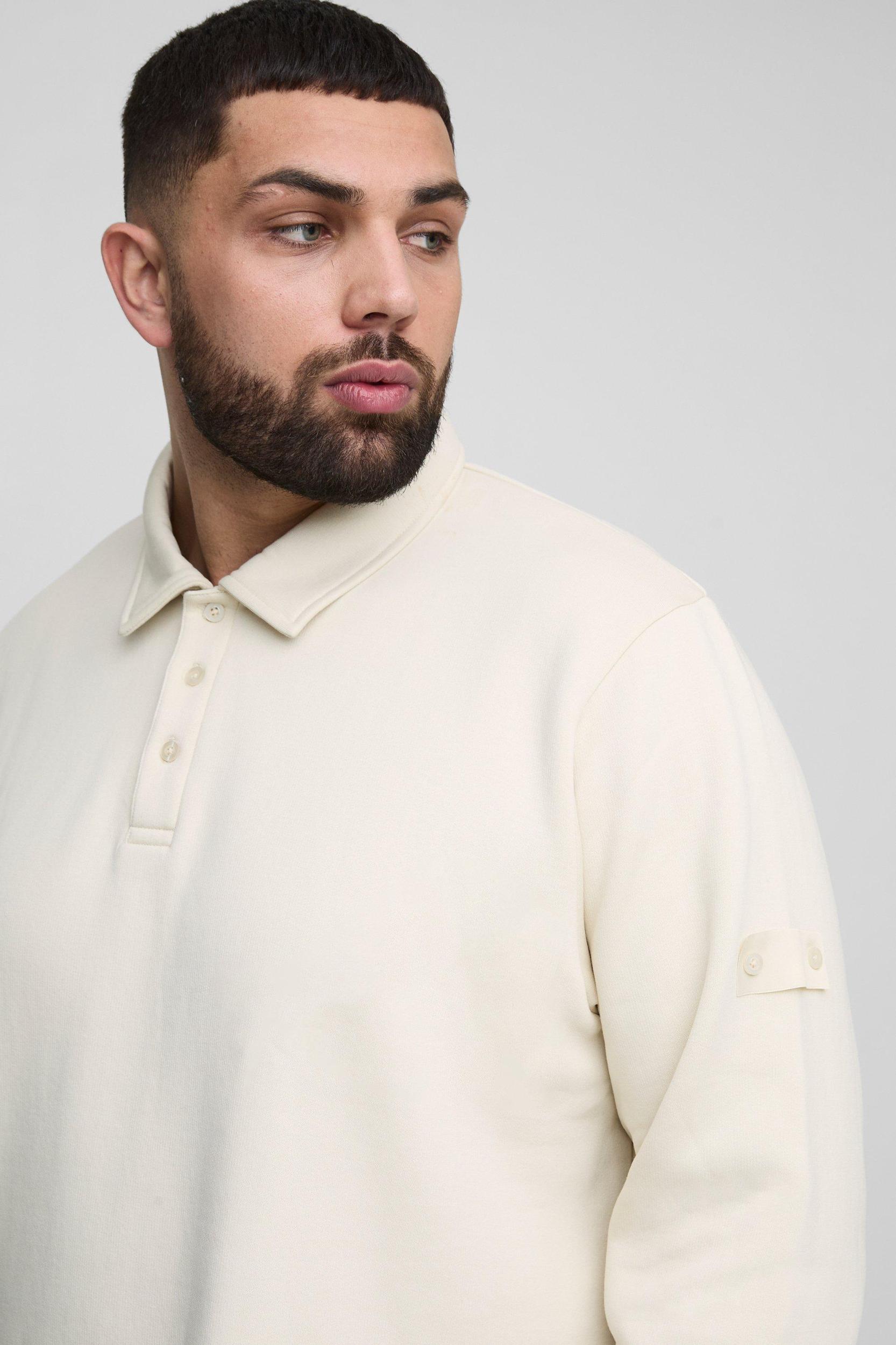 Plus Woven Tab Rugby Polo | boohooMAN USA Product Image