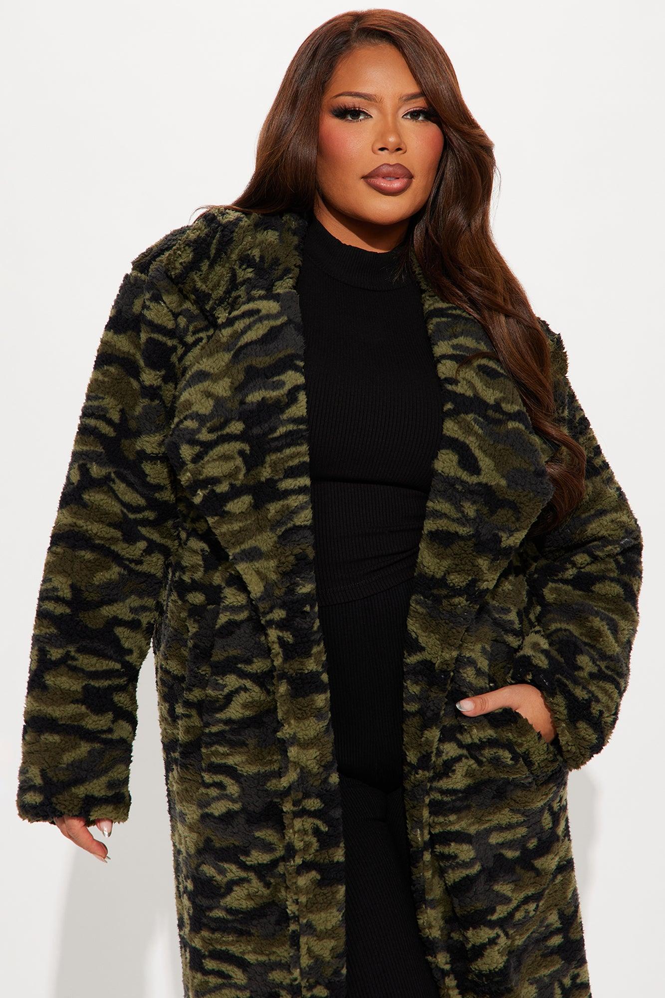 Camilla Sherpa Trench Coat - Olive/combo Female Product Image