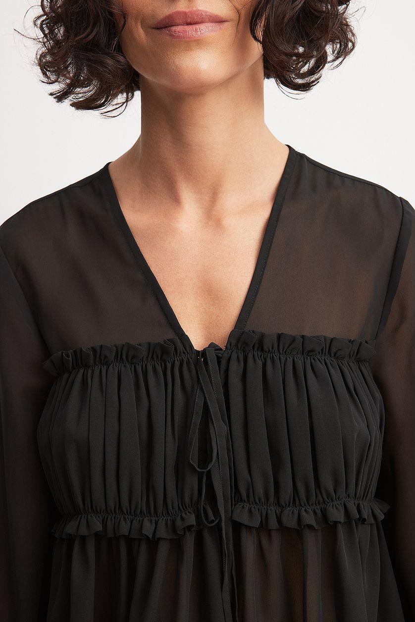 Tie Detail Balloon Sleeve Blouse Product Image