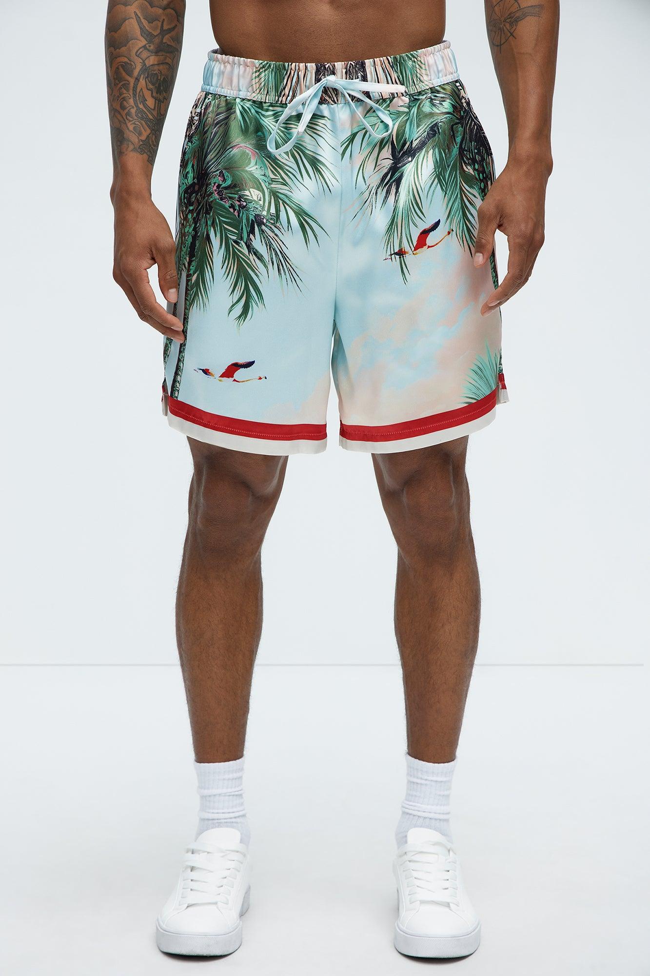 Flamingo And Palm Resort Shorts - Multi Color Product Image