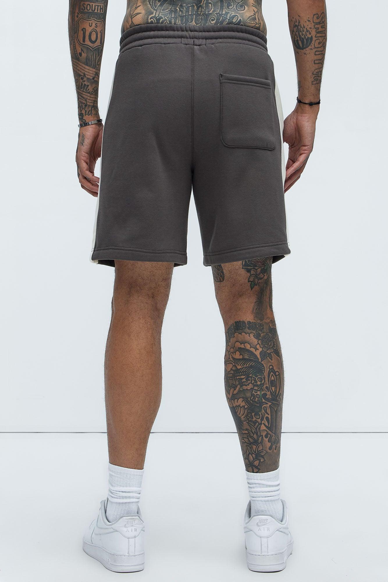 Tyson Oversized Heavyweight Striped Shorts - Olive Product Image