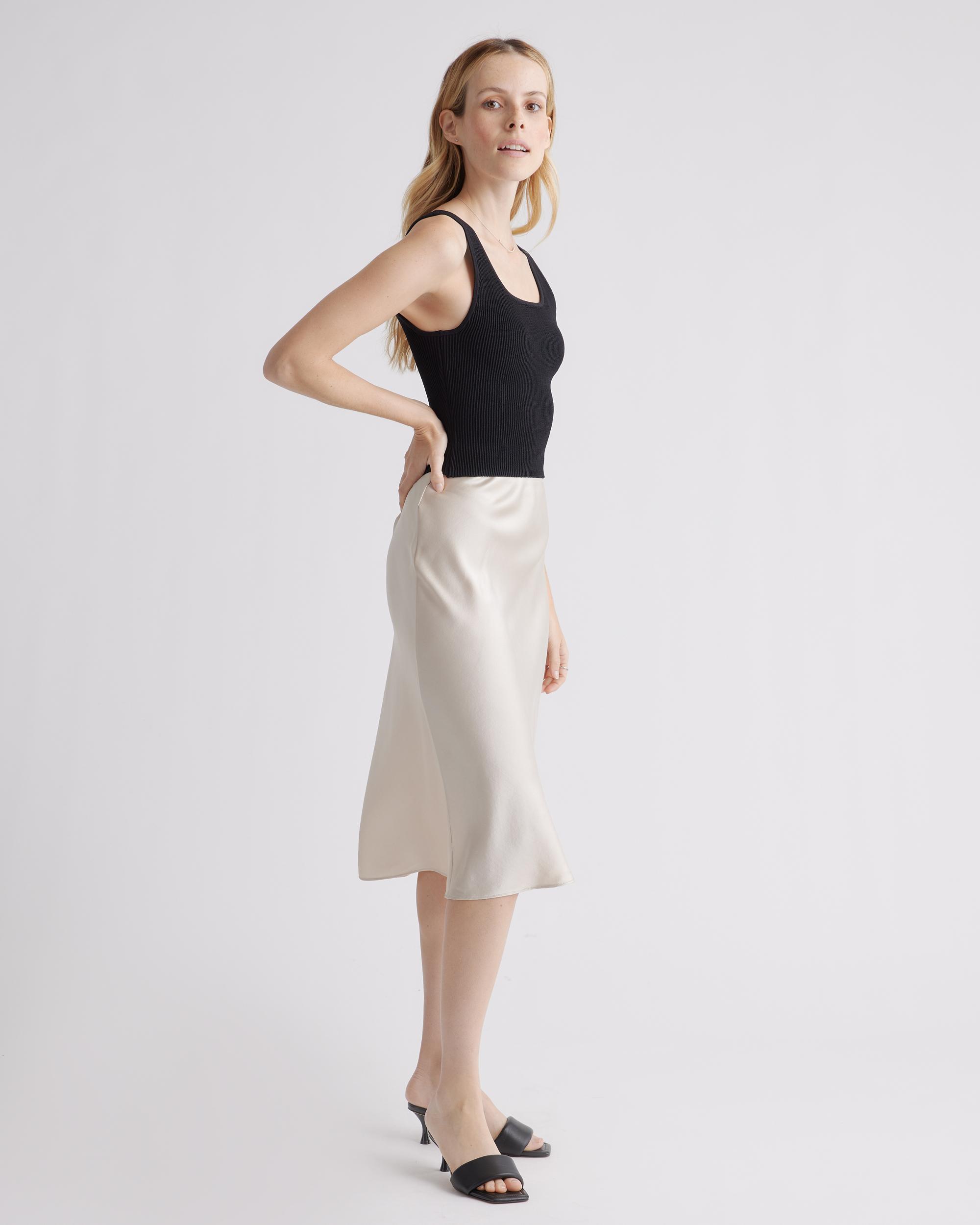 Quince | Women's Cropped Square Neck Ribbed Knit Tank Top Recycled nylon/polyester/spandex Product Image