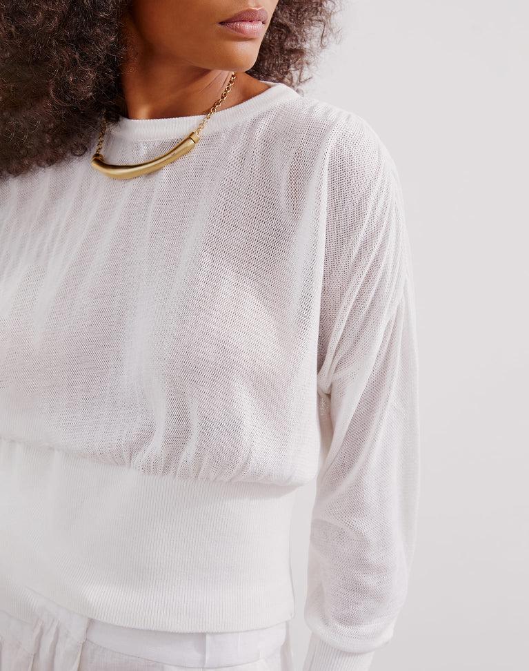 Knit Eliza Blouse (exchange only) - Off White Product Image