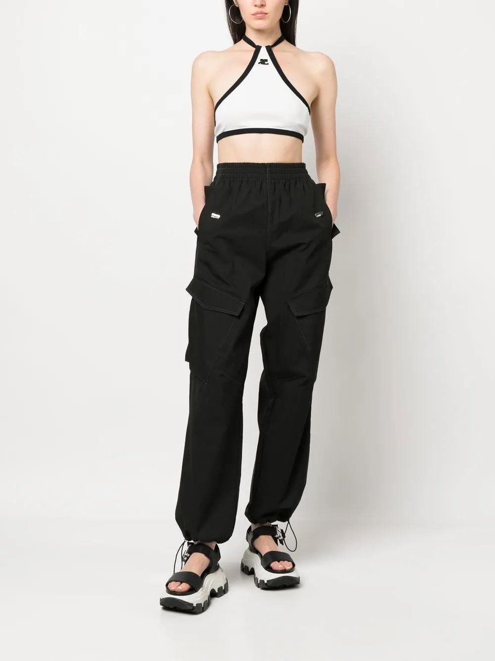 two-tone halterneck crop top Product Image
