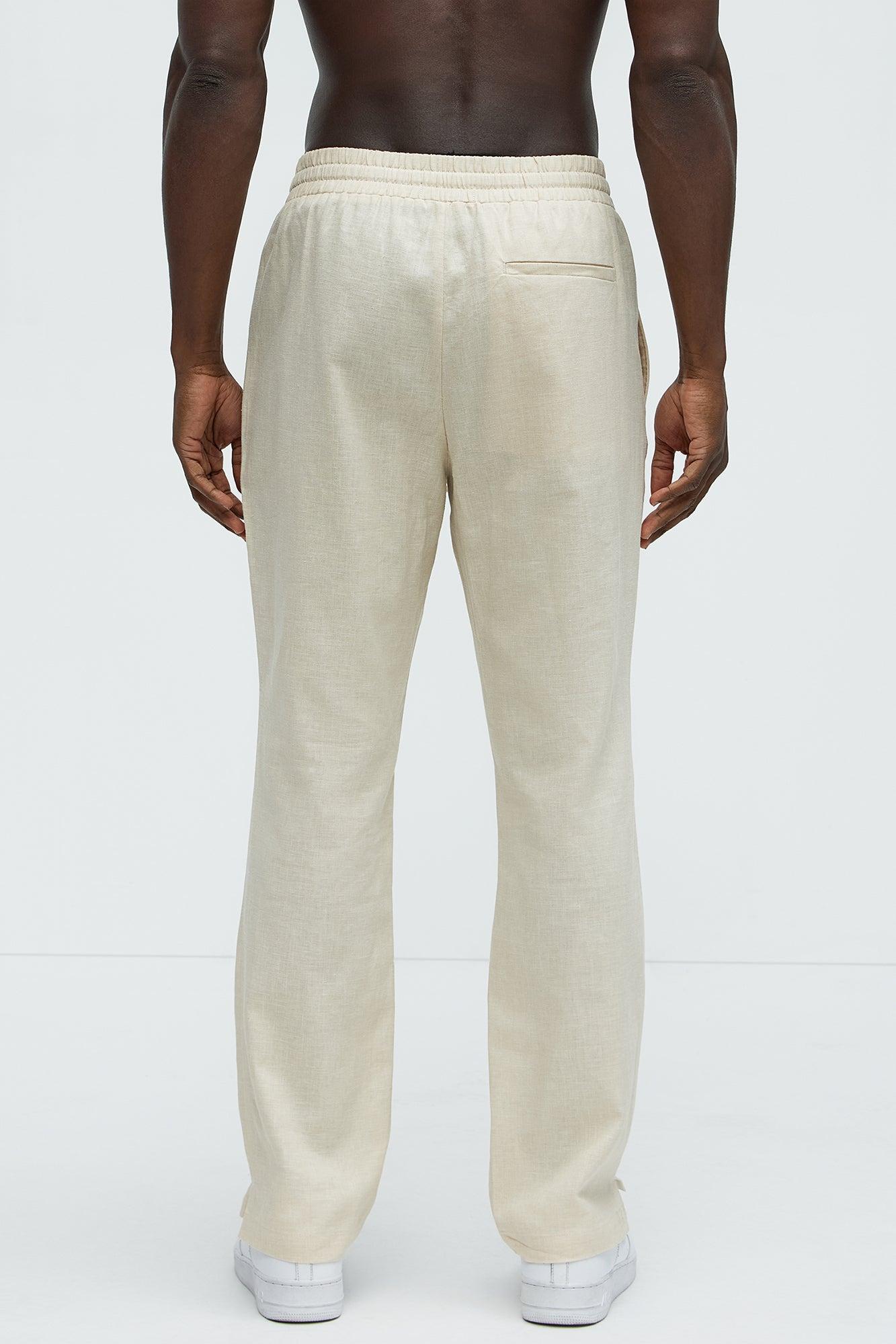 Bahamas Linen Slim Pull On Pants - Khaki Product Image