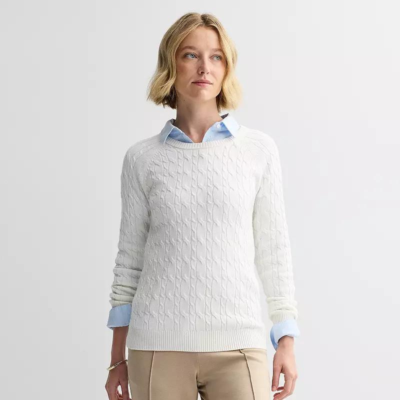 Women's Croft & Barrow® The Extra Soft Cable Crew Neck Sweater,  Product Image