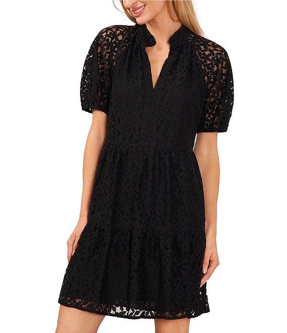 CeCe V Neck Baby Doll Lace Dress Product Image