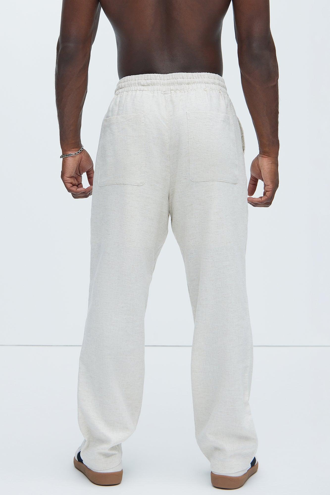 Bahamas Straight Linen Pants - Oatmeal Product Image