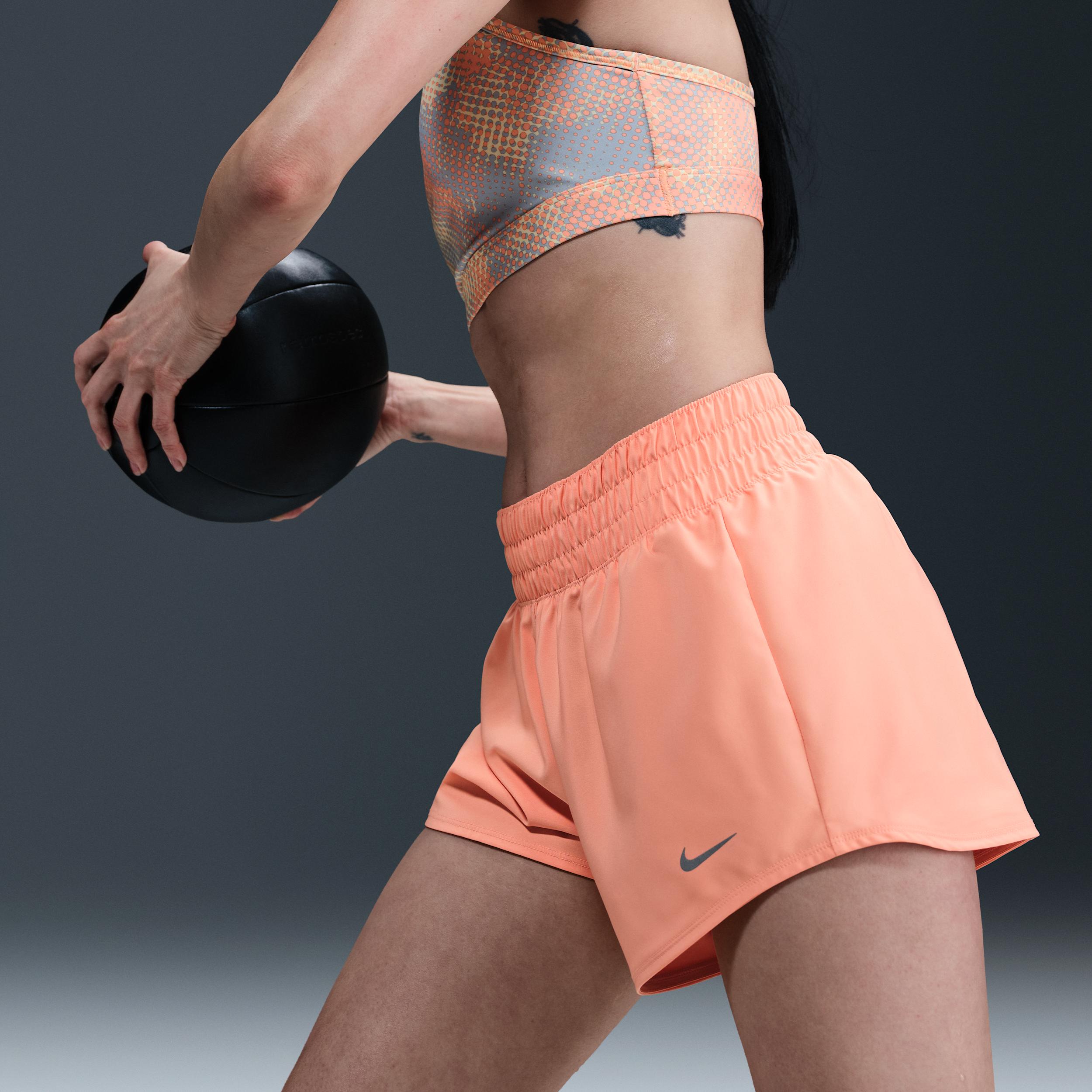 Nike Womens One Dri-FIT Mid-Rise 3 Brief-Lined Shorts | DX6010-844 Product Image