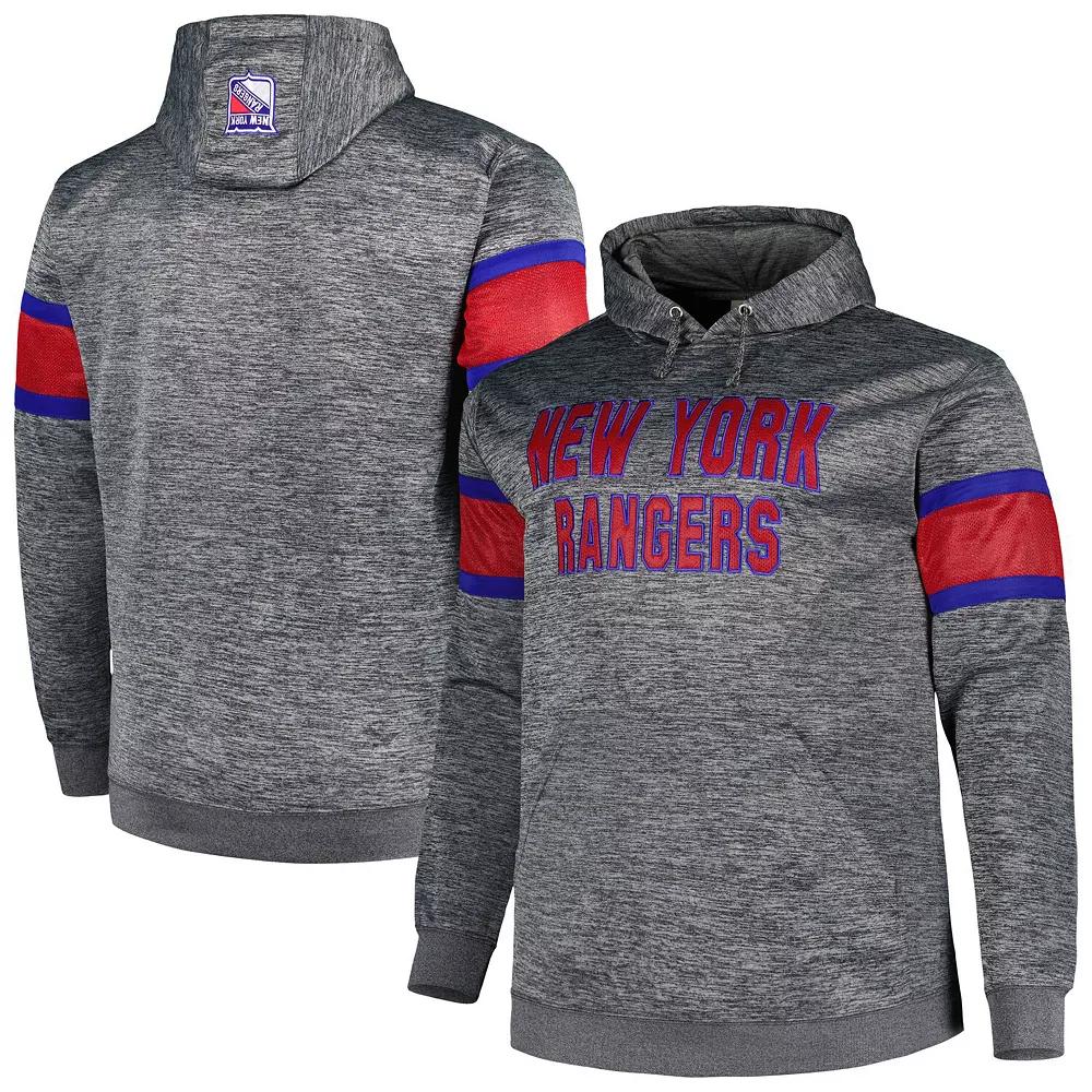 Men's Heather Charcoal New York Rangers Big & Tall Stripe Pullover Hoodie, Size: 5XB, Ran Charco Product Image