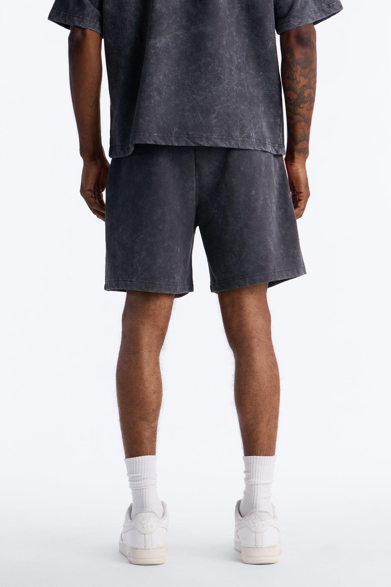 Sacred Embroidery Paneled Sweatshorts - Black Male Product Image