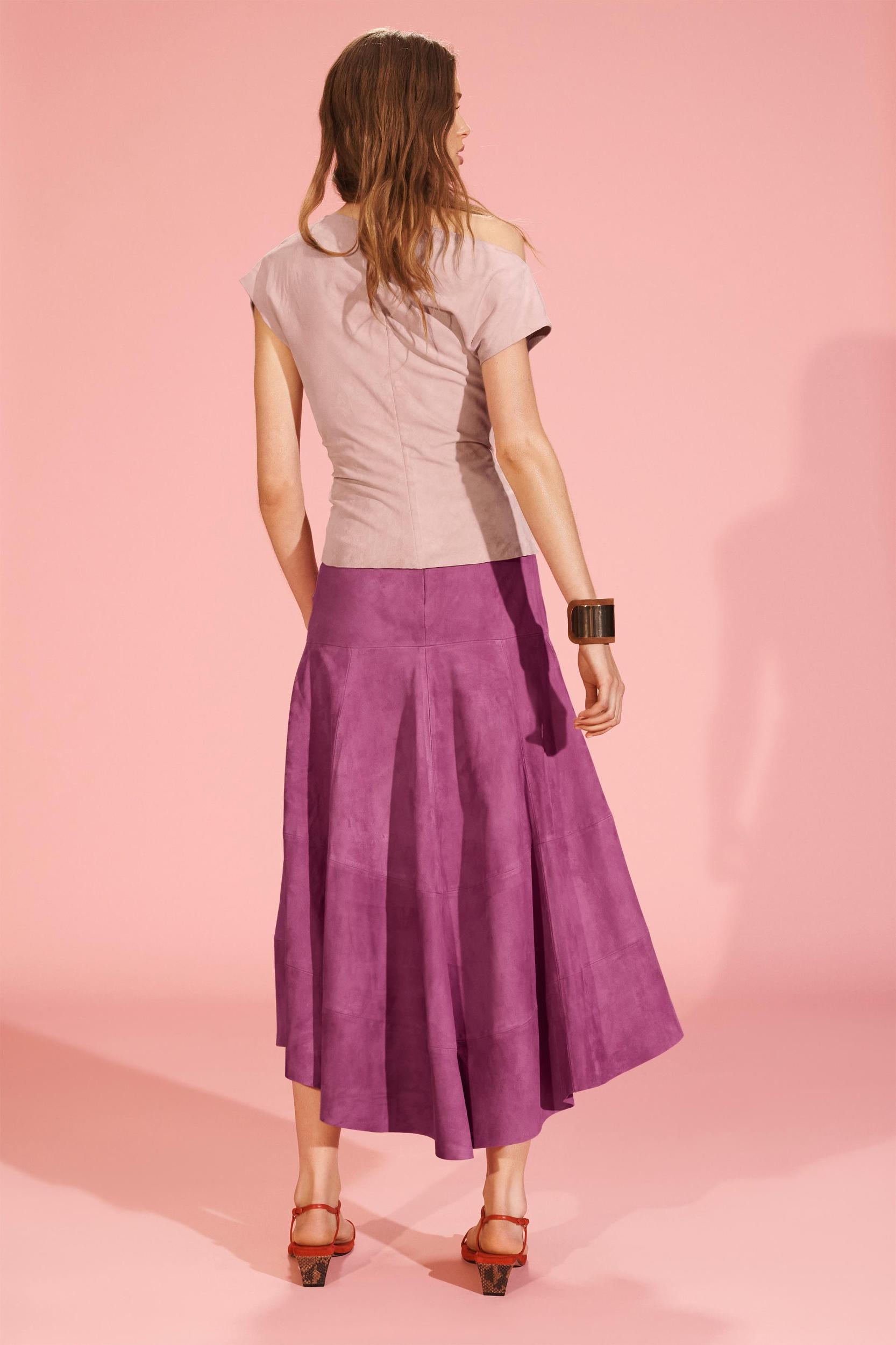 LIMITED EDITION ASYMMETRIC SUEDE MIDI SKIRT Product Image