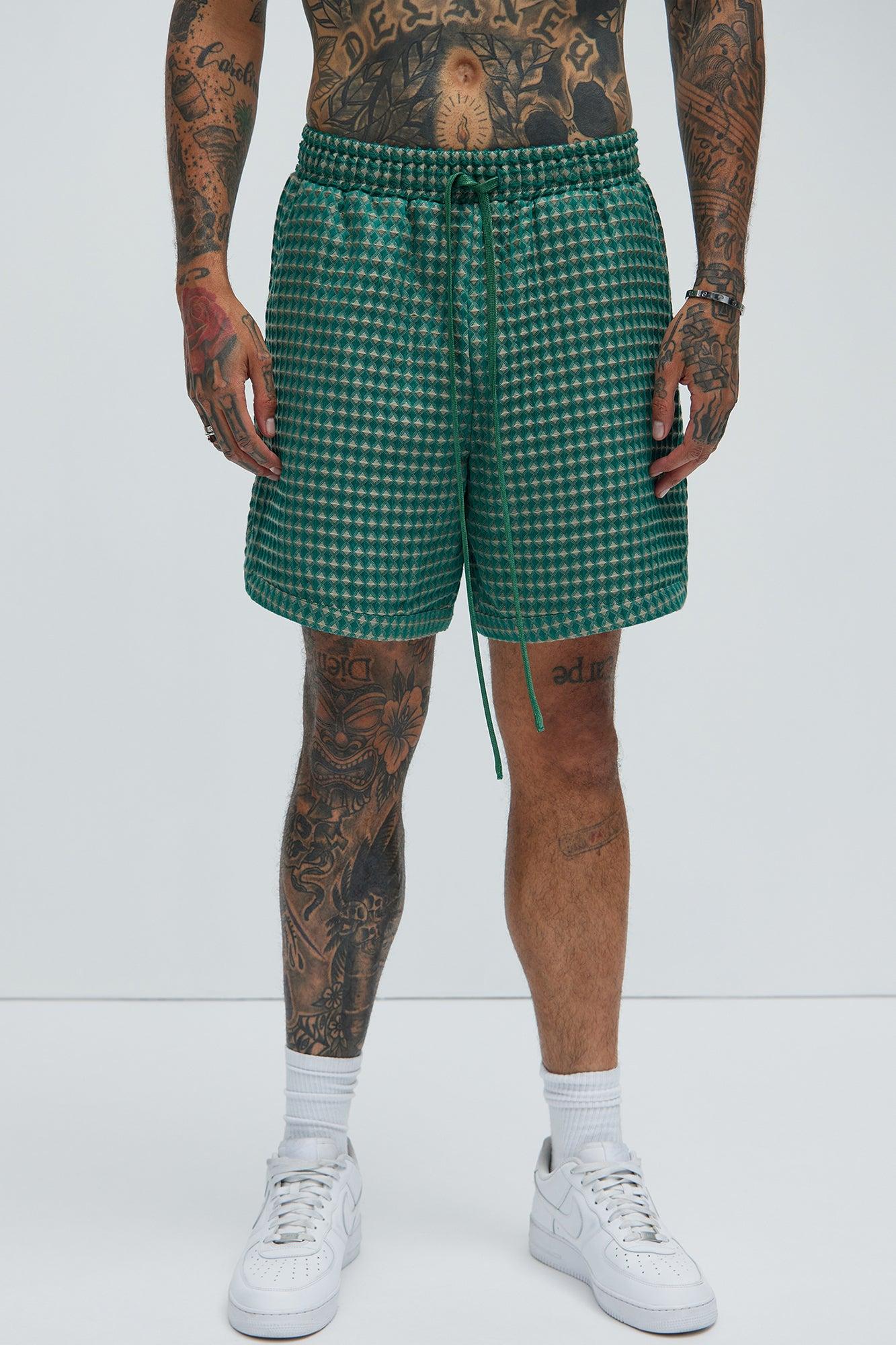 Dimensional Textured Warmup Shorts - Green/combo Product Image