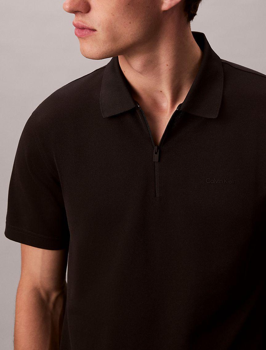 Tech Pique Zip Polo Shirt Product Image