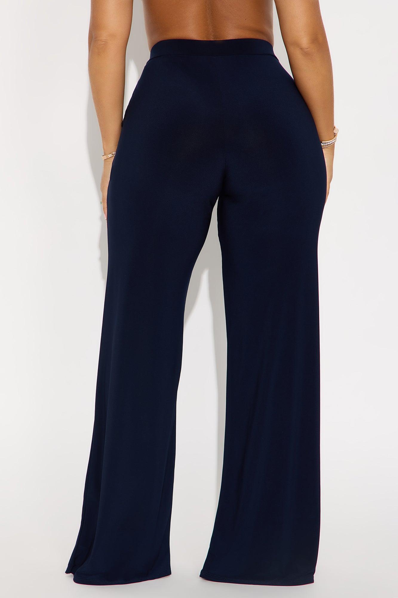 Promise Me Low Rise Wide Leg Travel Pant 33 - Navy Female Product Image