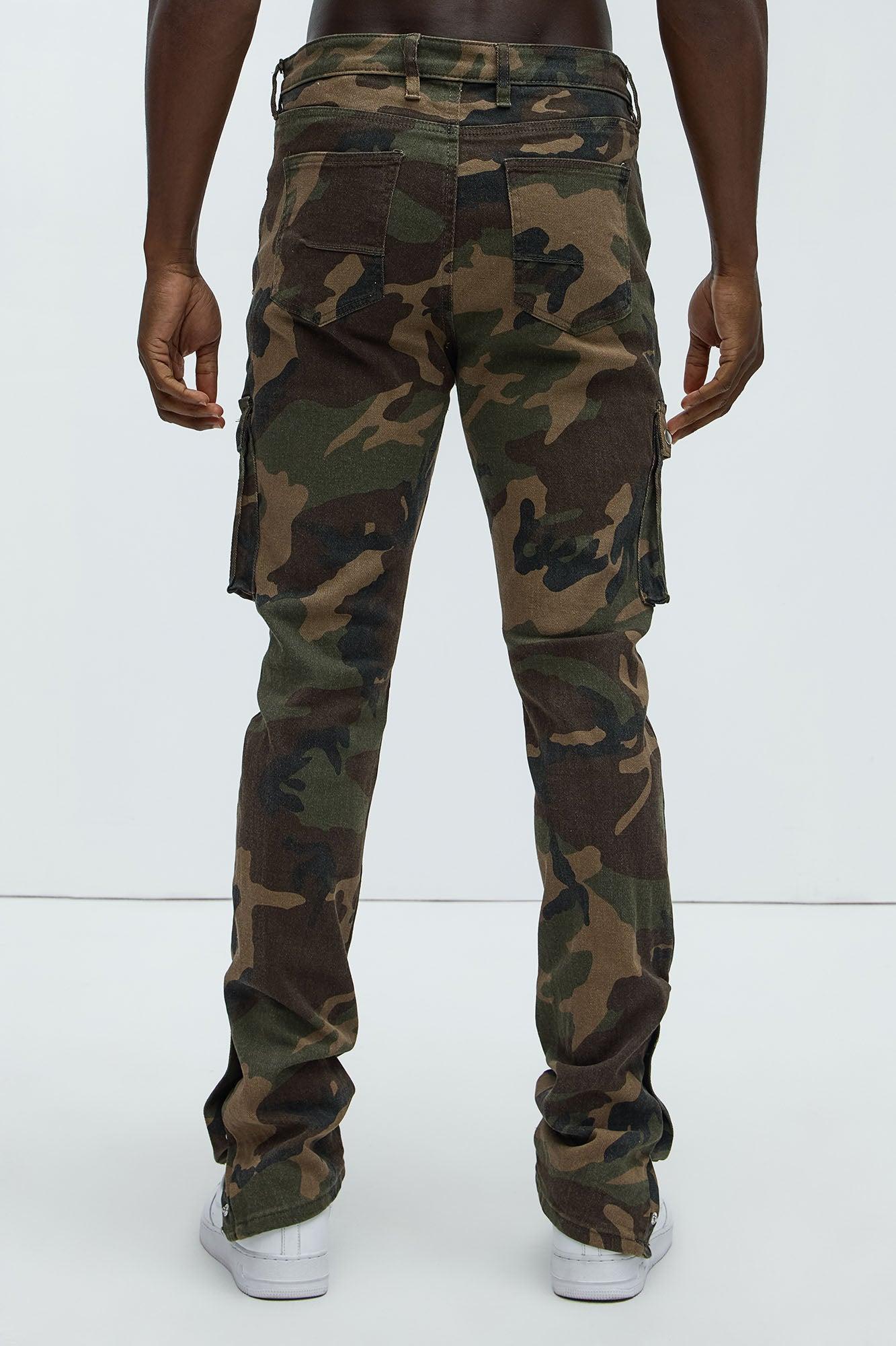 Out These Streets Cargo Stacked Skinny Pants - Camouflage Product Image
