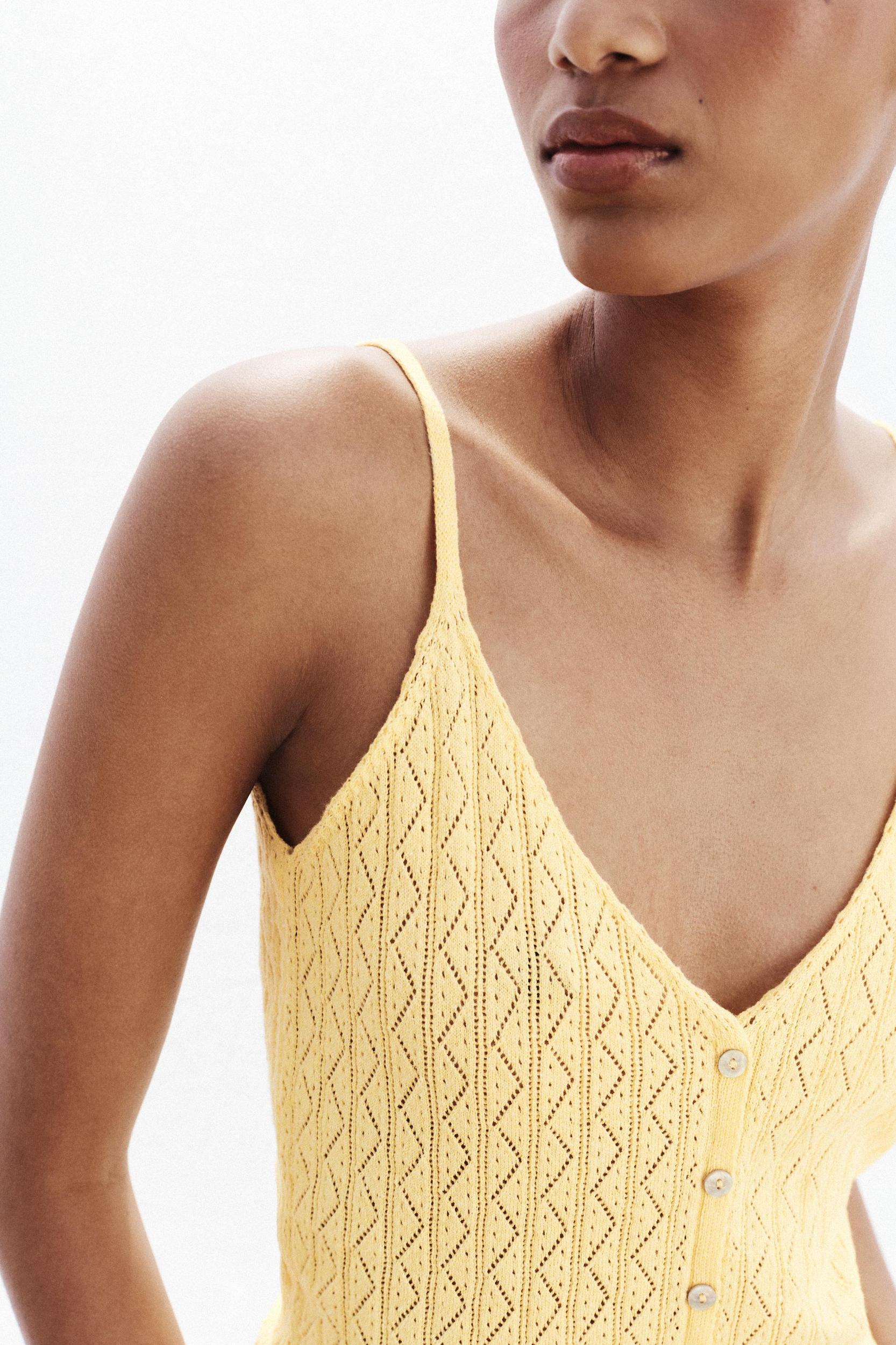 POINTELLE KNIT RUFFLED TOP Product Image