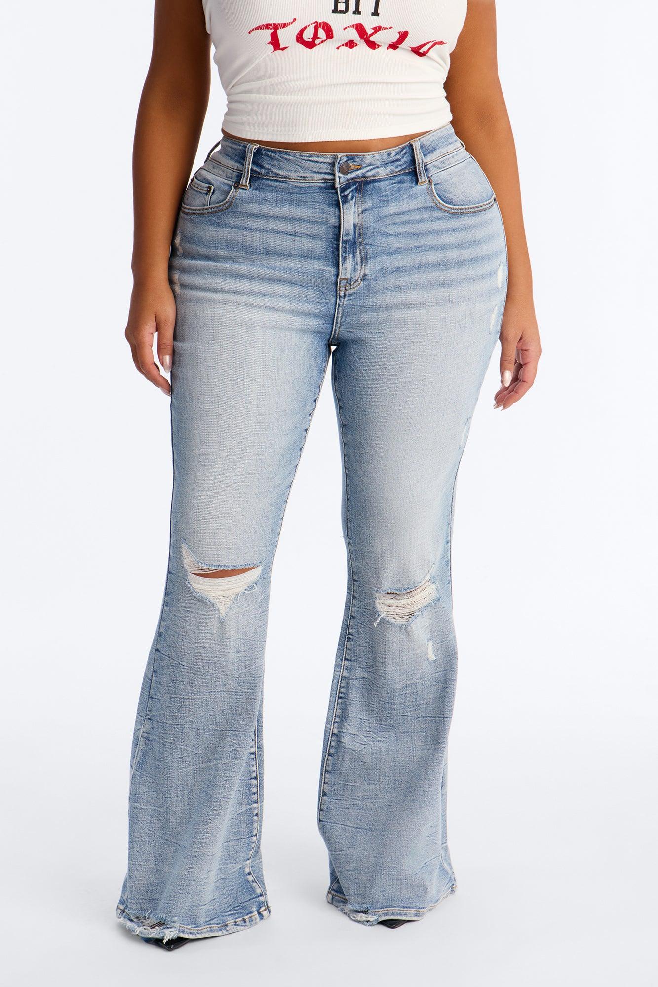 Penelope Premium Ripped Flare Jeans - Light Wash Female Product Image