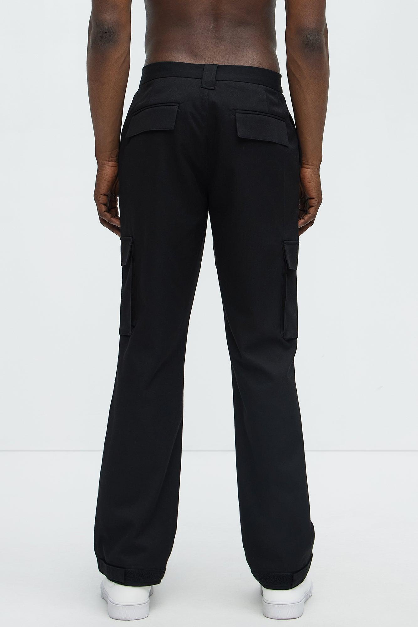 Gabardine Straight Tapered Cargo Pants - Black Product Image
