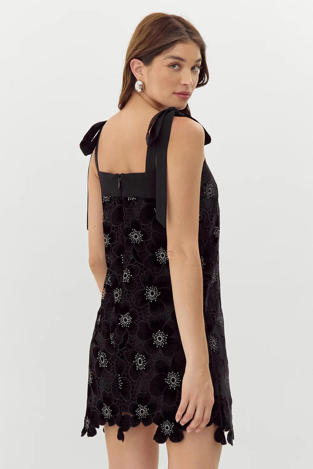 Jolene Crochet Velvet Mini Dress Product Image