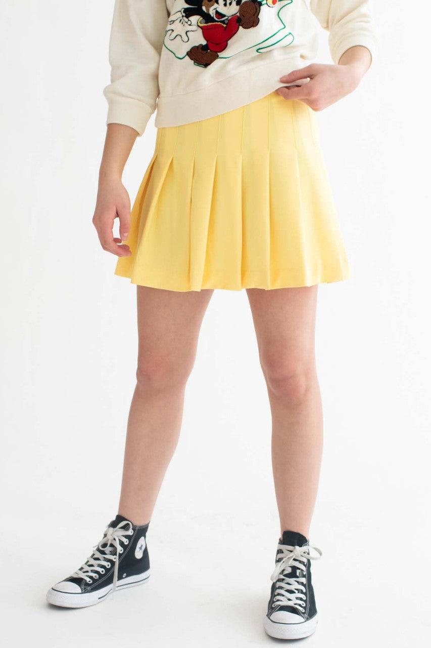 Yellow Stretch Pleated Skirt Product Image