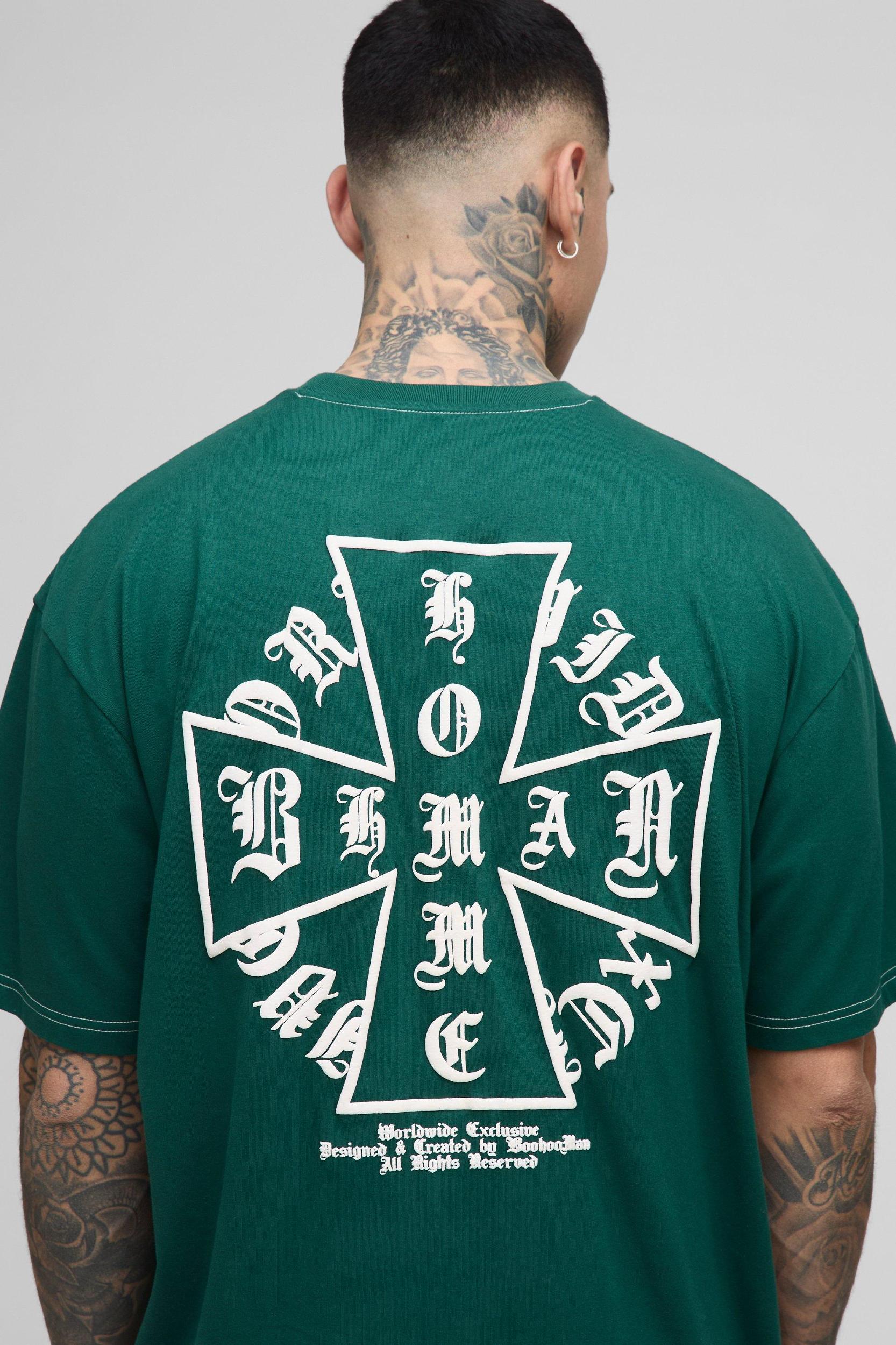 Tall Oversized Homme Puff Print T-Shirt & Short Set | boohooMAN USA Product Image