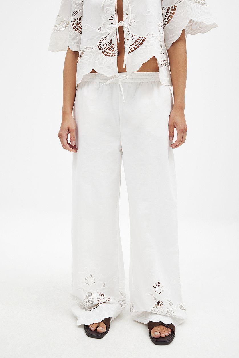 Mid Waist Broderie Anglaise Trousers Product Image