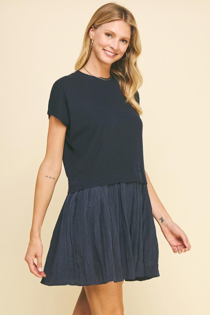 Brittany Contrast Knit Mini Dress Product Image