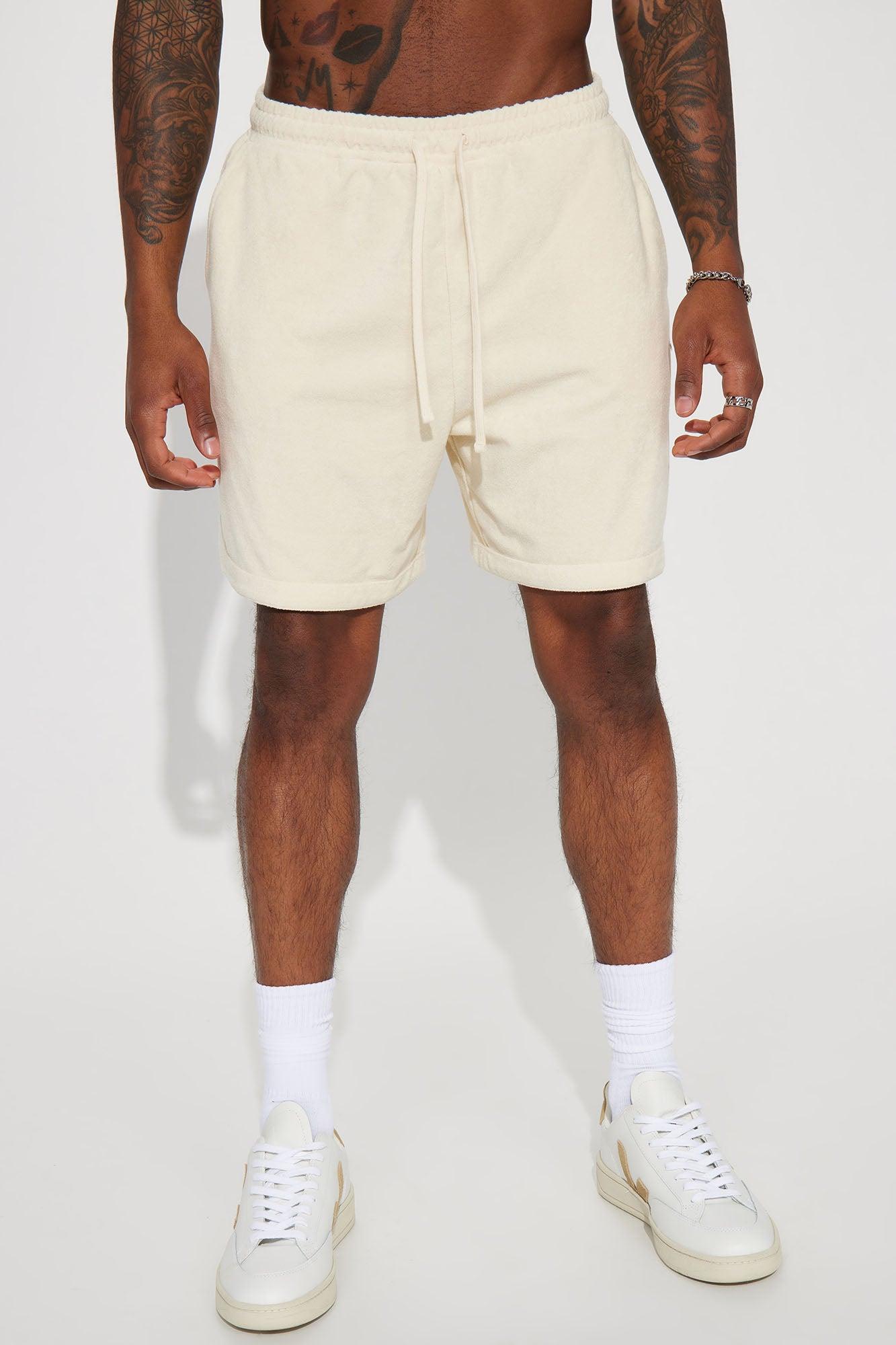 Dipped Terry Knit Shorts - Cream Product Image