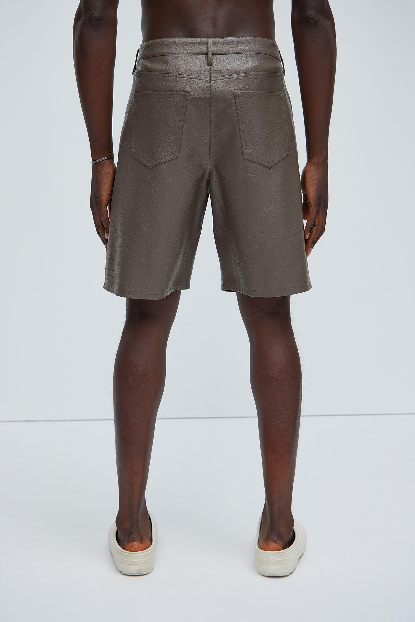 Riker Faux Leather Shorts - Brown Product Image