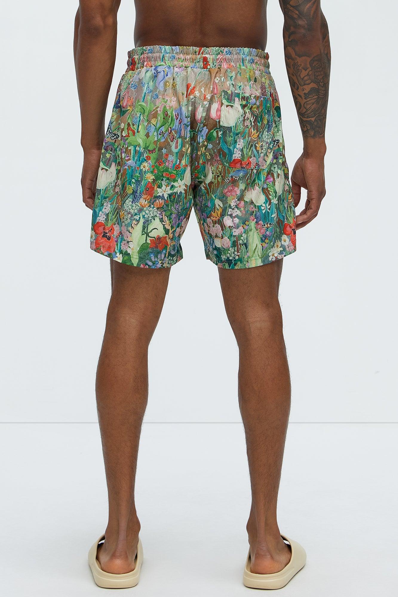 Watercolor Garden Swim Mid Trunk - Multi Color Product Image