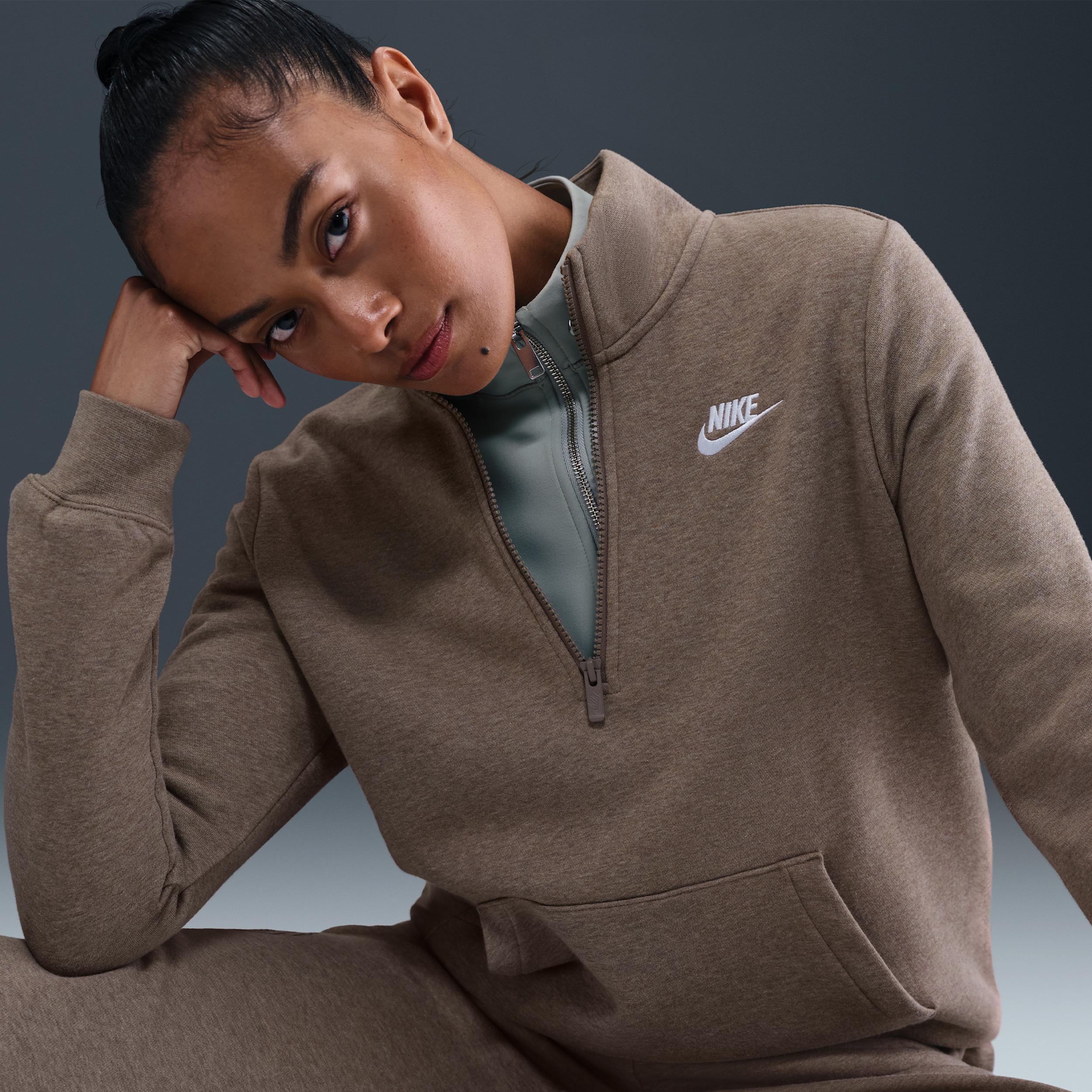 Womens Nike Sportswear Club Fleece 1/2-Zip Sweatshirt | DQ5838-214 Product Image