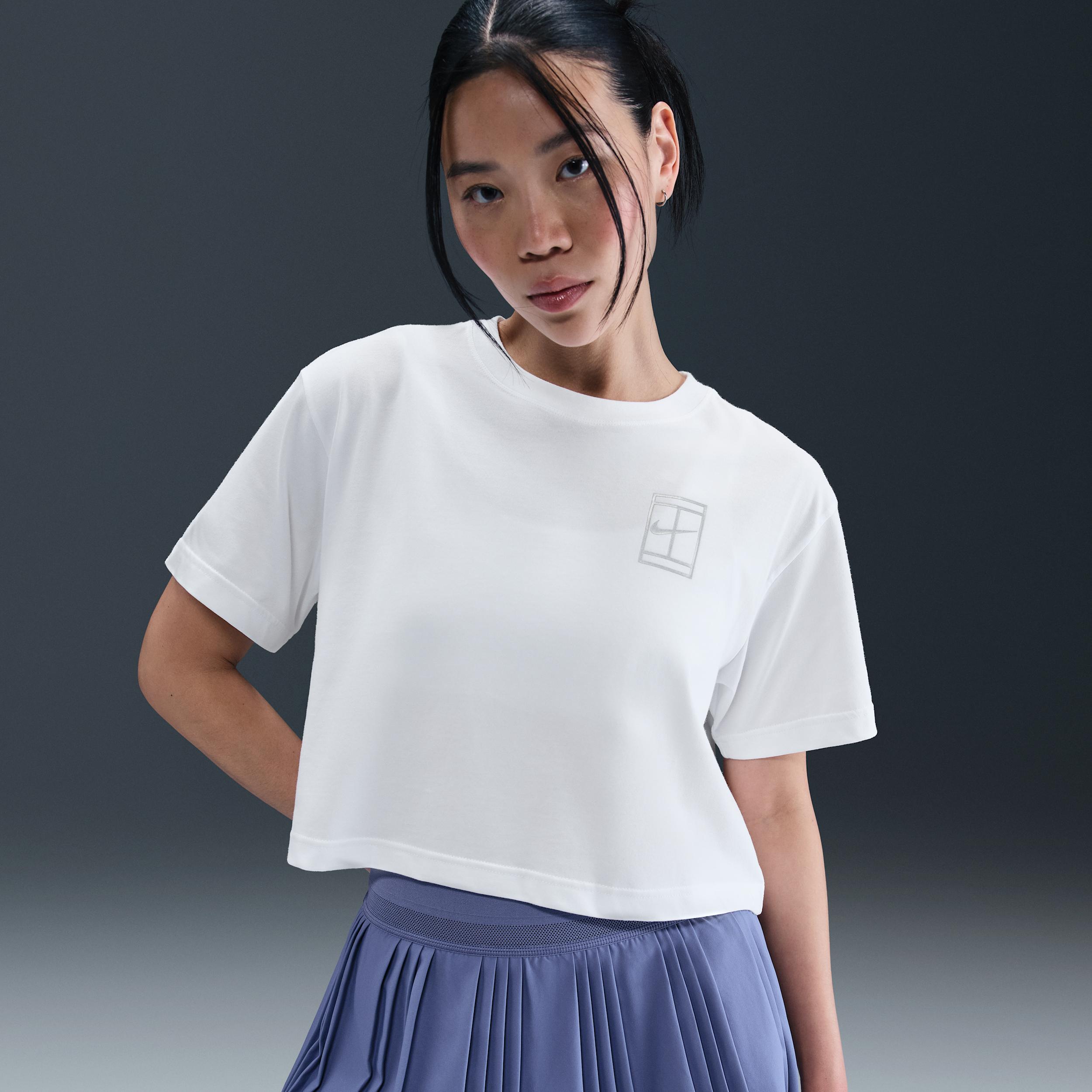 Nike Womens Slam Dri-FIT Short-Sleeve Cropped Tennis T-Shirt | HV6987-010 Product Image