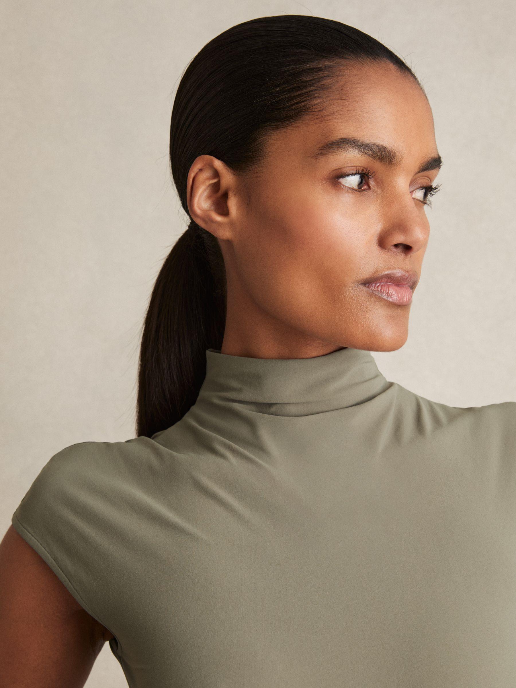 High-Neck Jersey Bodysuit in Sage Green Product Image