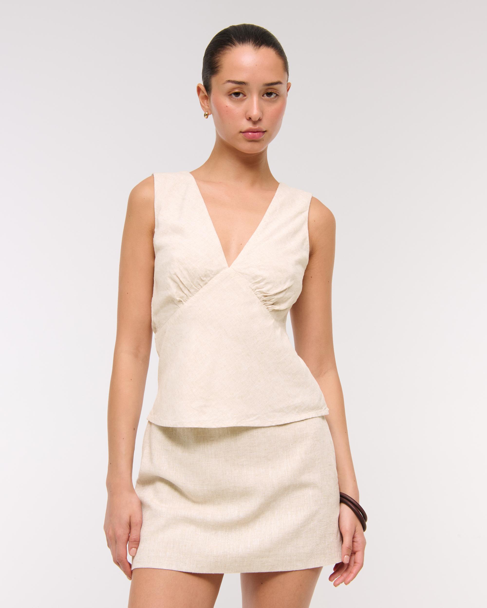  Linen-Blend Tie-Back Set Top Product Image