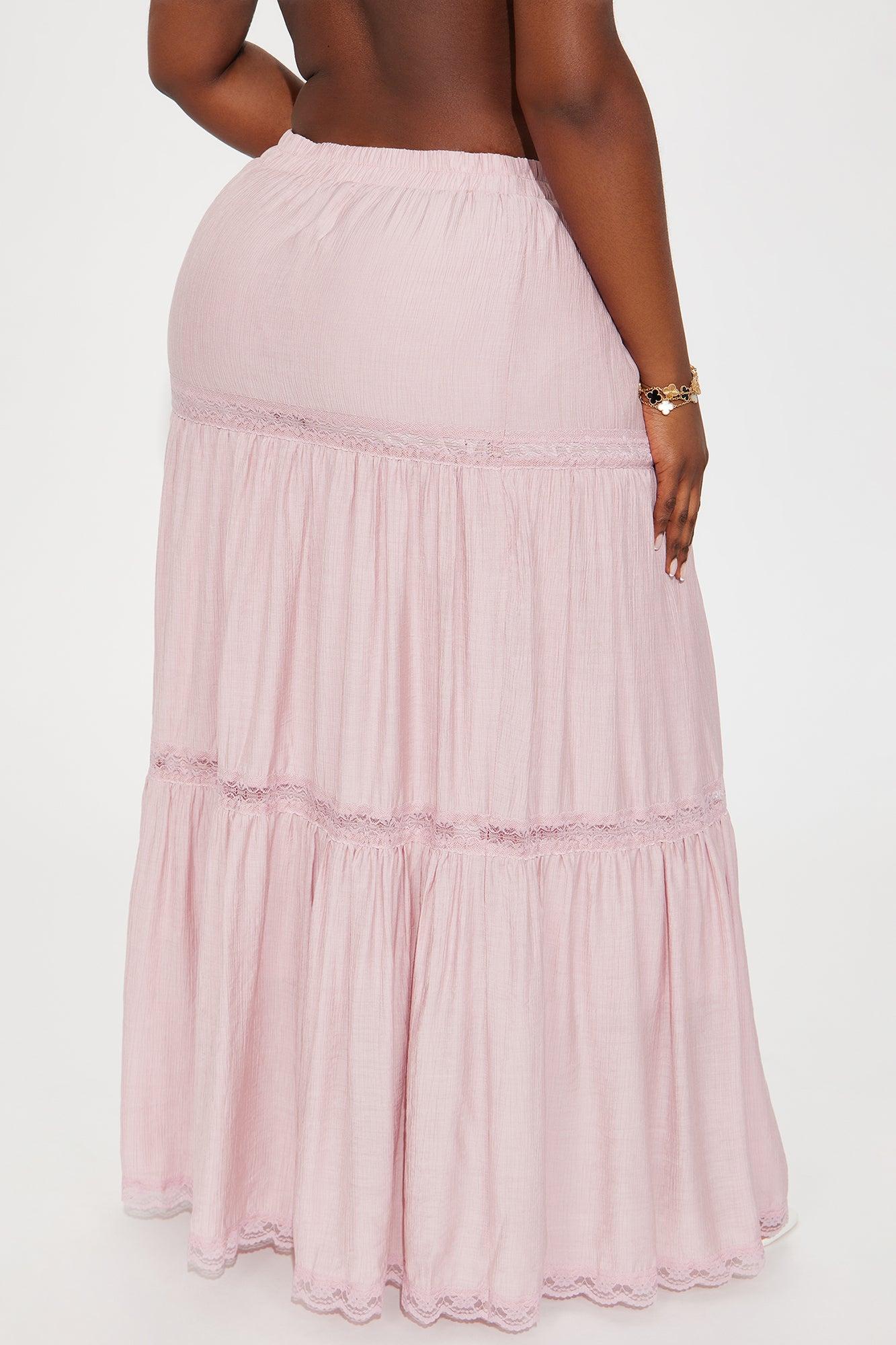 Natalia Tiered Gauze Maxi Skirt - Pink Product Image