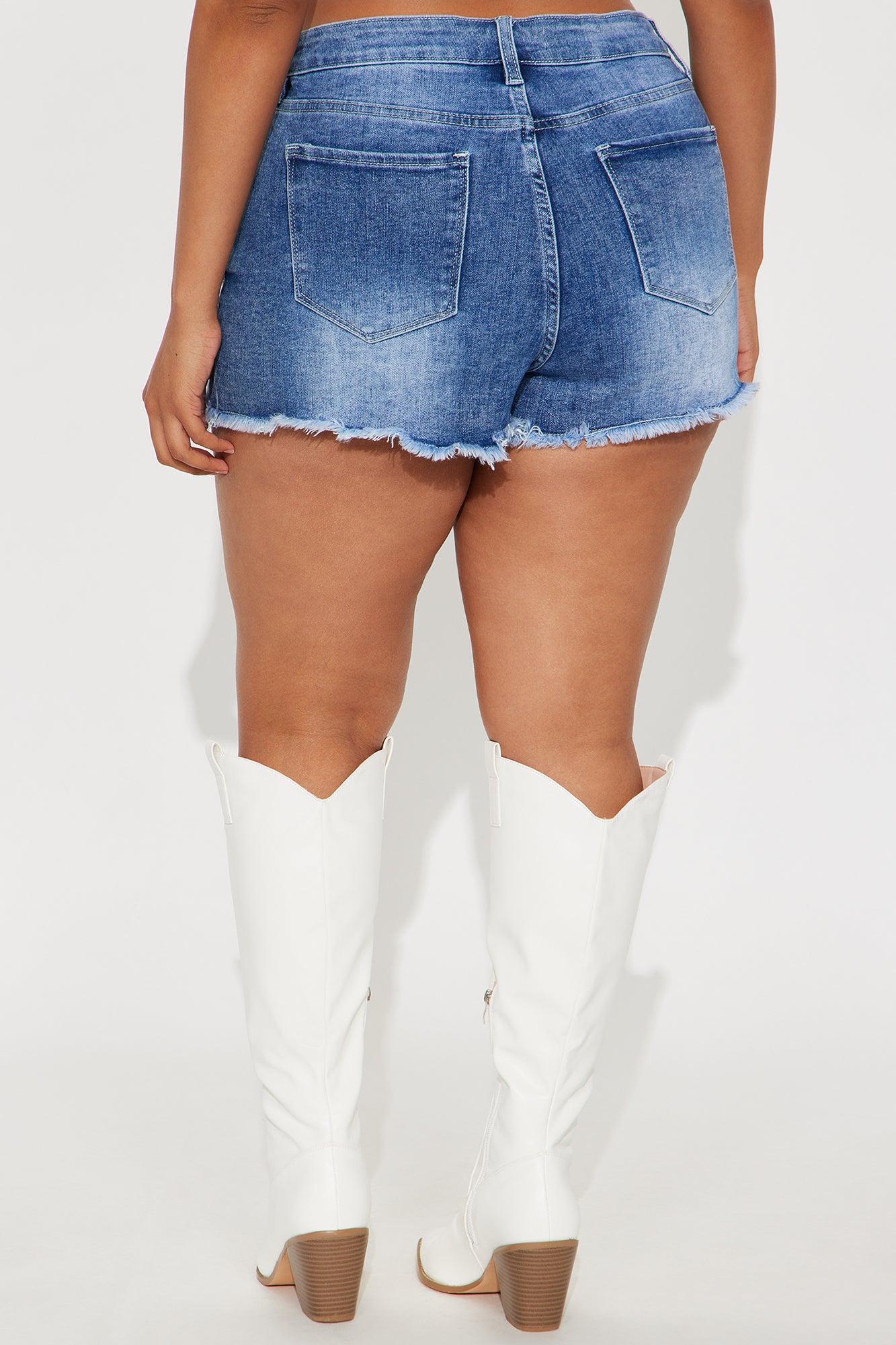 Opening Up Stretch Denim Shorts - Vintage Wash Female Product Image