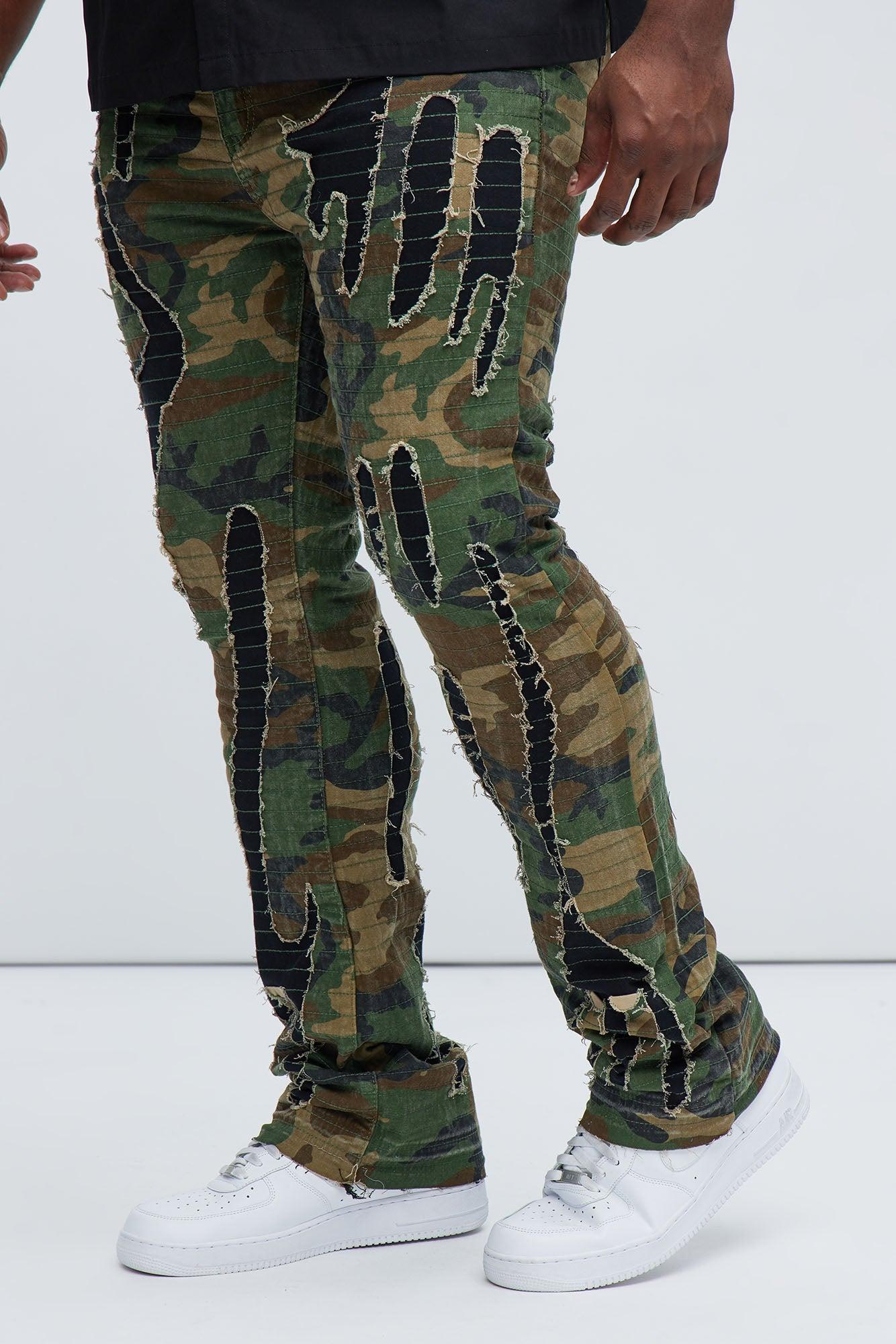 Stay Ready Stitched Slim Flare Pants - Camouflage Product Image