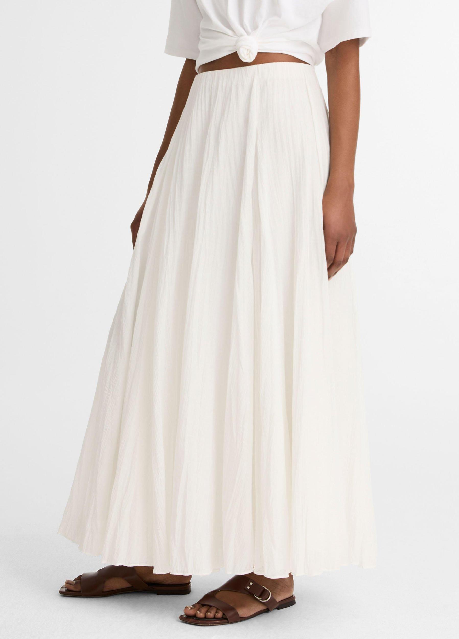 Crinkled Plissé Cotton-Blend Maxi Skirt Product Image