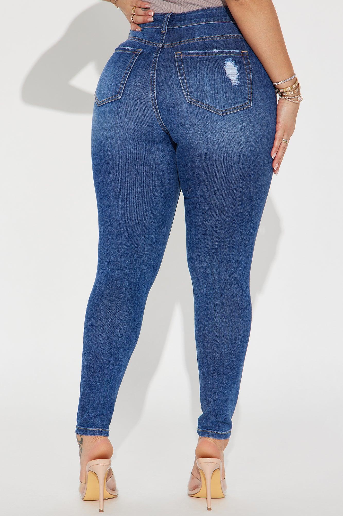 Higher Frequency Stretch Ripped Skinny Jeans - Medium Wash Product Image