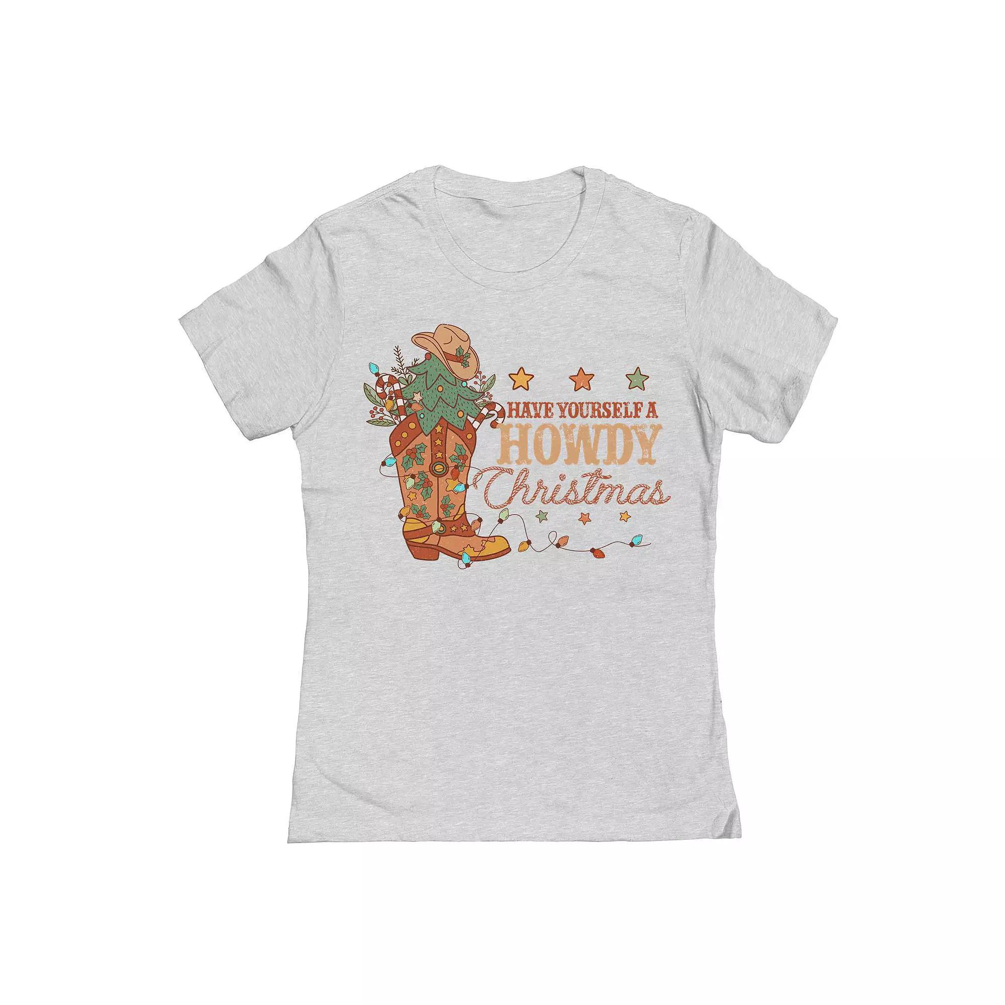Junior's Have Yourself Howdy Christmas Graphic Tee, Women's,  Product Image