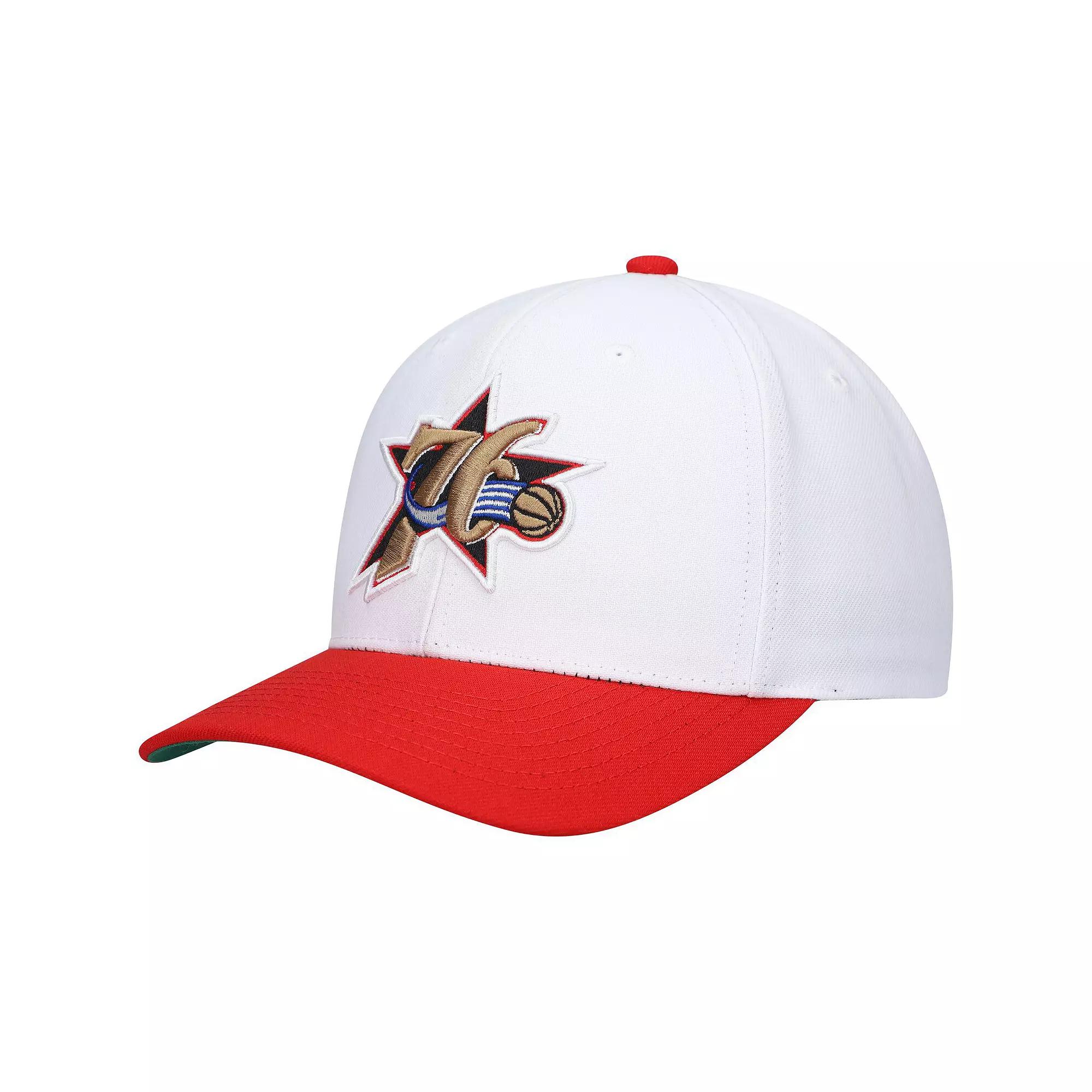 Men's Mitchell & Ness White/Red Philadelphia 76ers Hardwood Classics Core 2-Tone 2.0 Pro Snapback Hat, 76r White Product Image