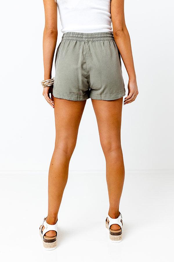 Effortless Nights Chambray Shorts In Sage Product Image
