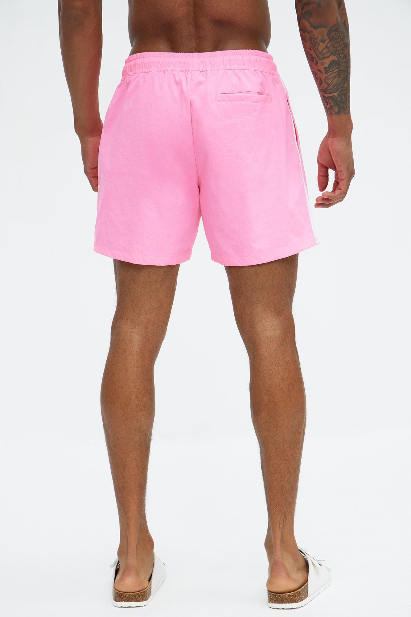 Side Taping Swim Mid Trunk - Pink Product Image