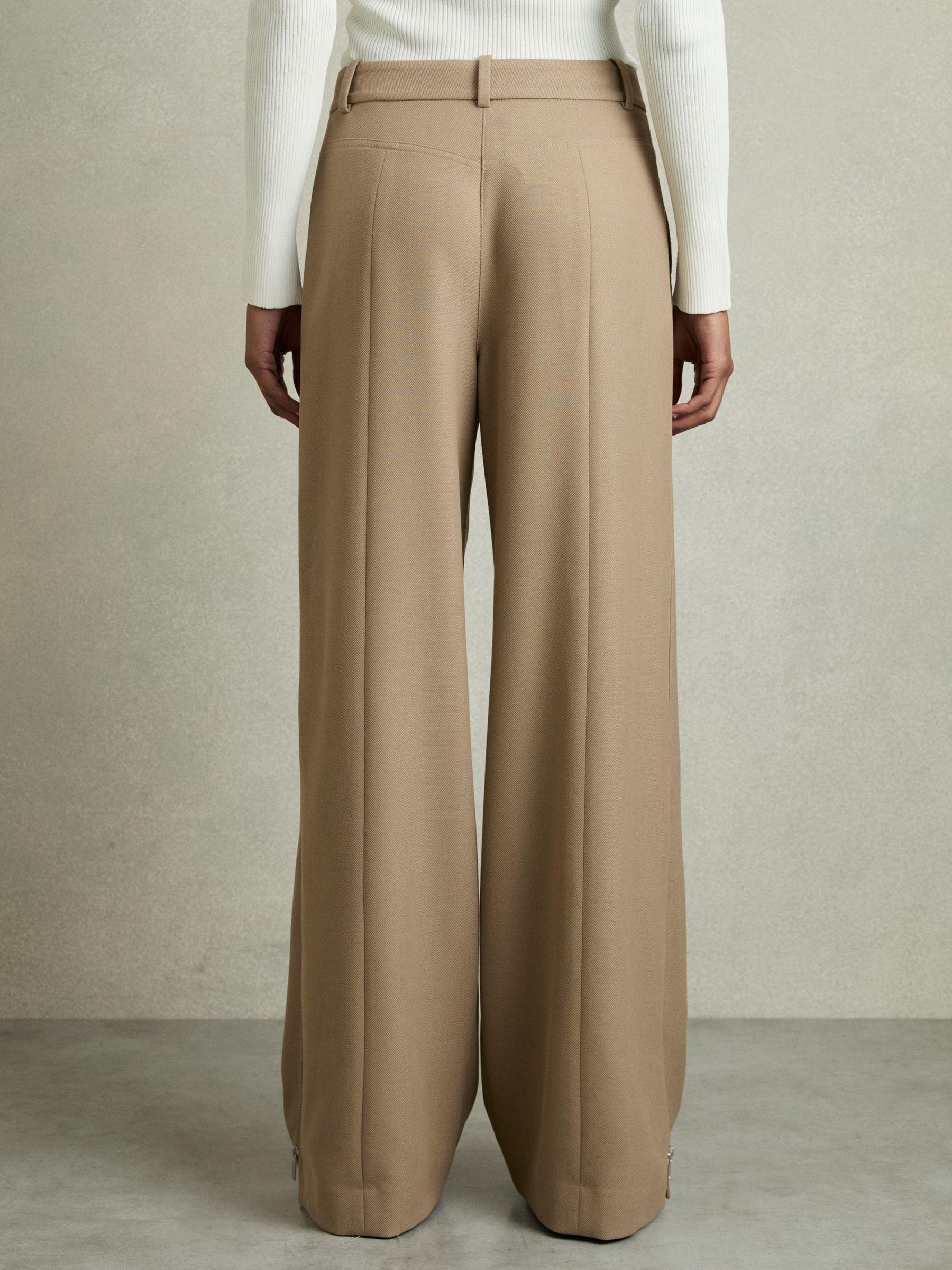 Wide-Leg Side-Zip Trousers in Sage Green Product Image