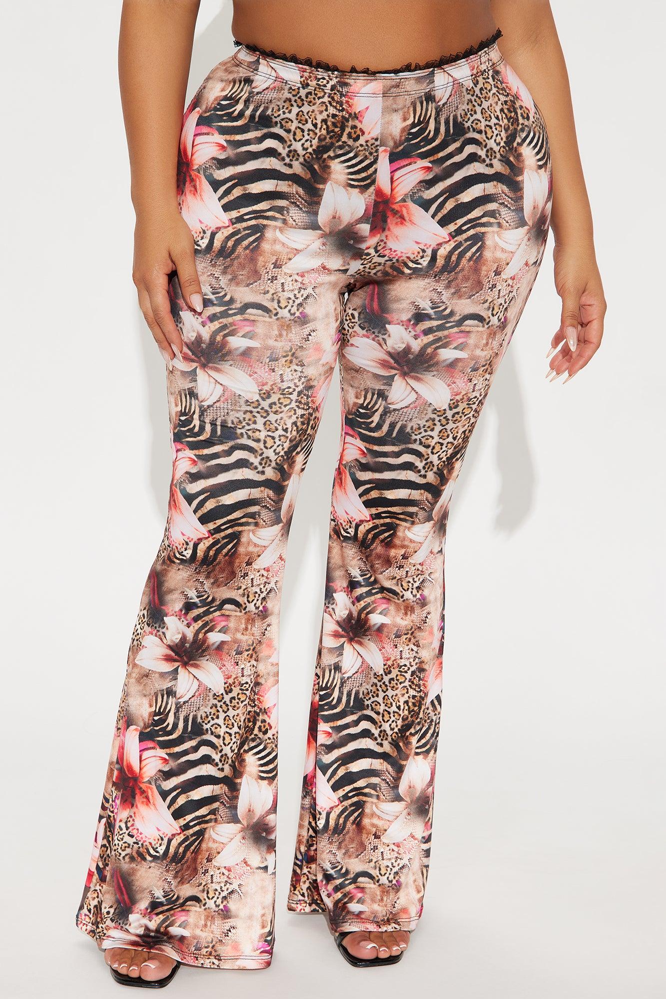 Feline Behavior Leopard Flare Pant - Mocha/combo Product Image