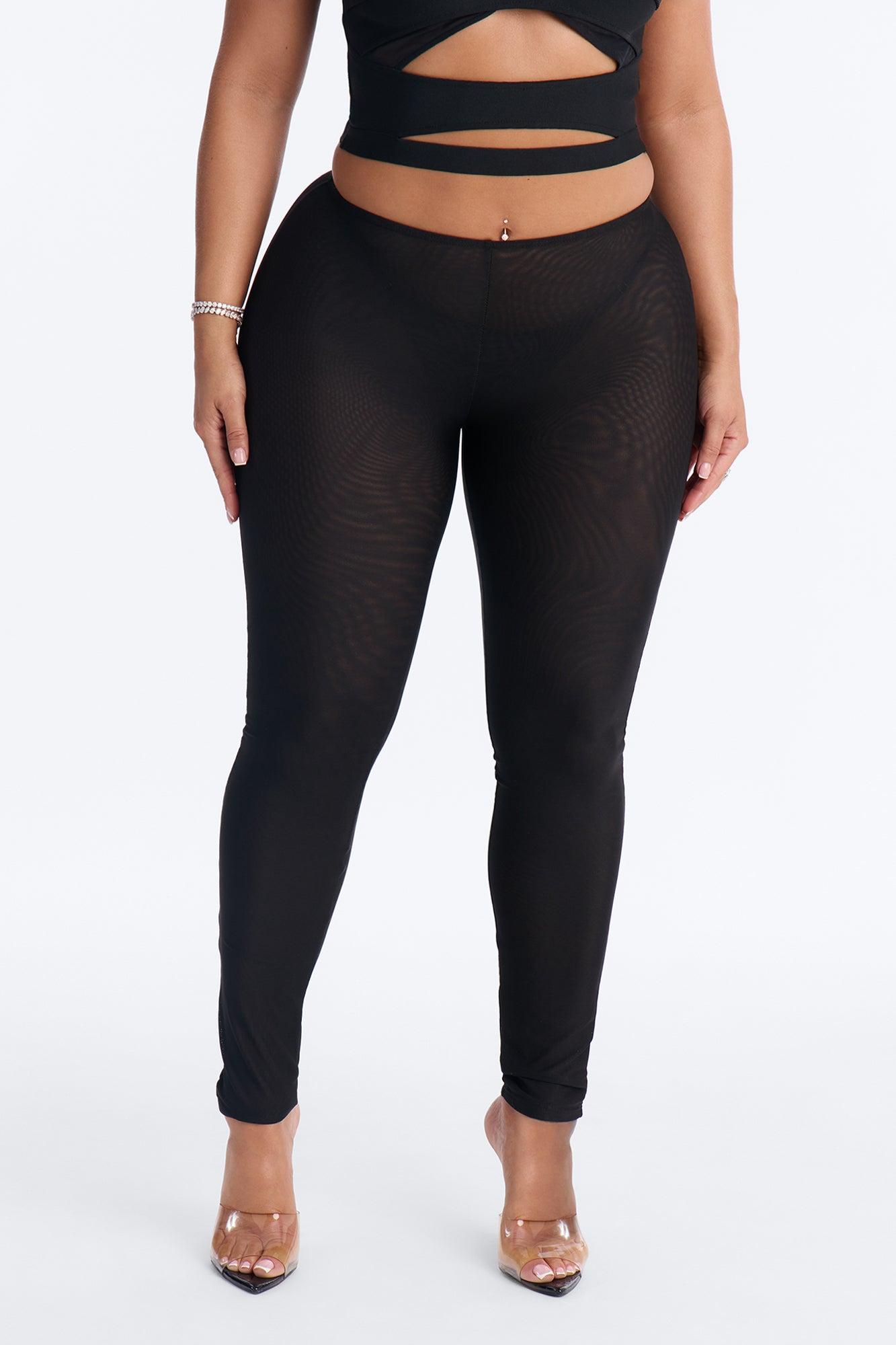 Feeling Cheeky Double Mesh Low Rise Ruched Butt Legging 29″ - Black Female Product Image