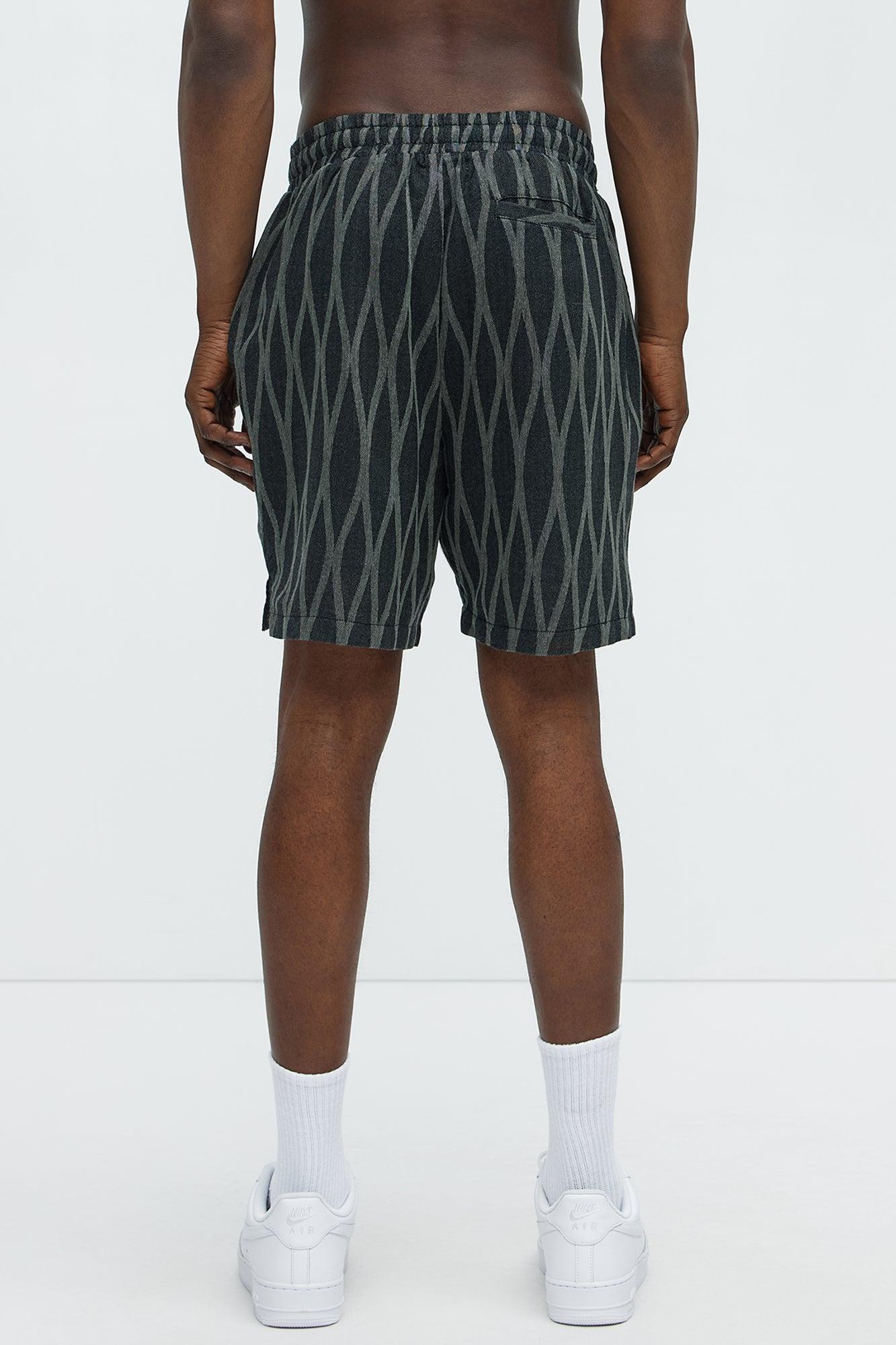 Waved Lines Cuban Collar Button Up Shirt - Black/combo Product Image