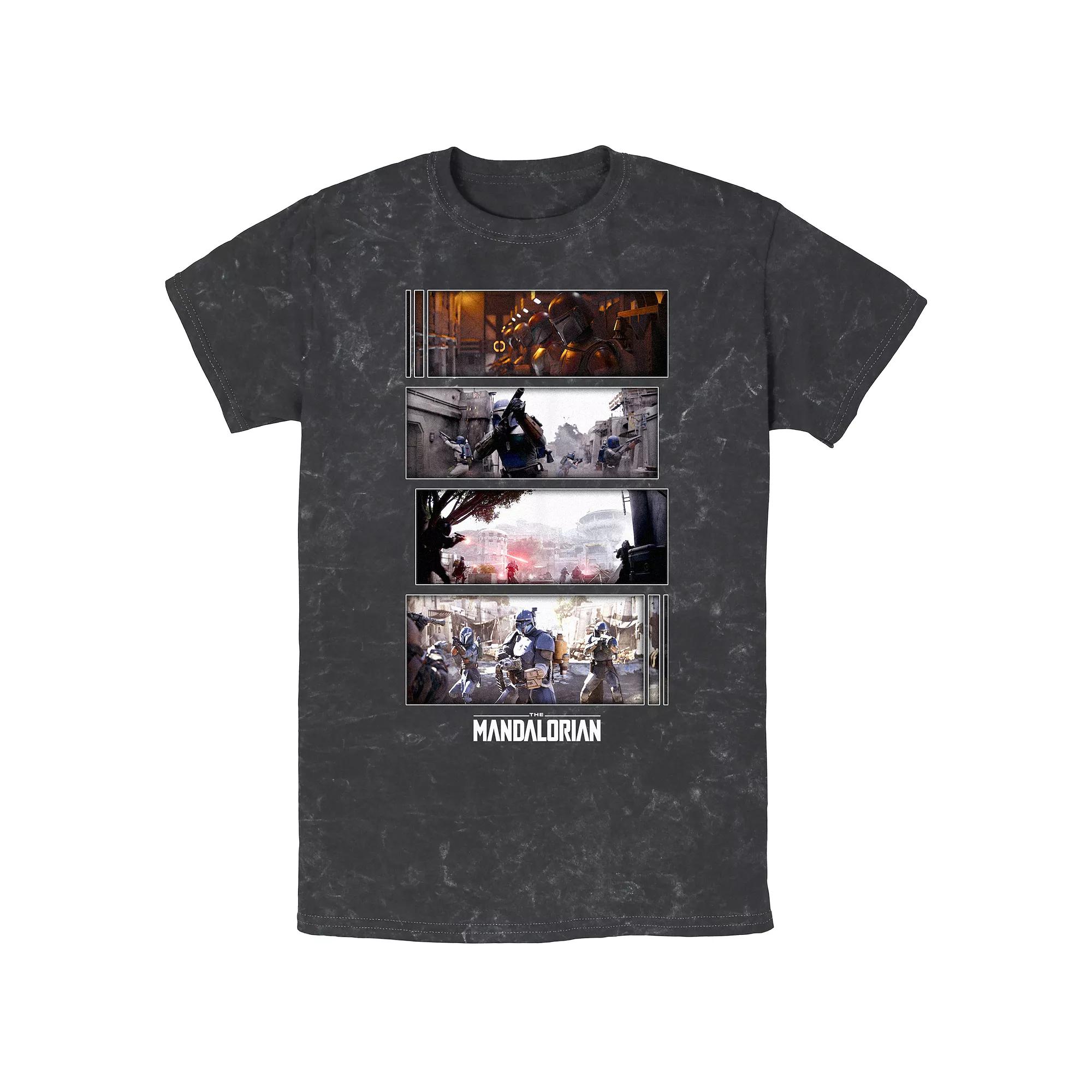 Men's Star Wars The Mandalorian Attack Scenes Boxes Mineral Wash Graphic Tee,  Product Image